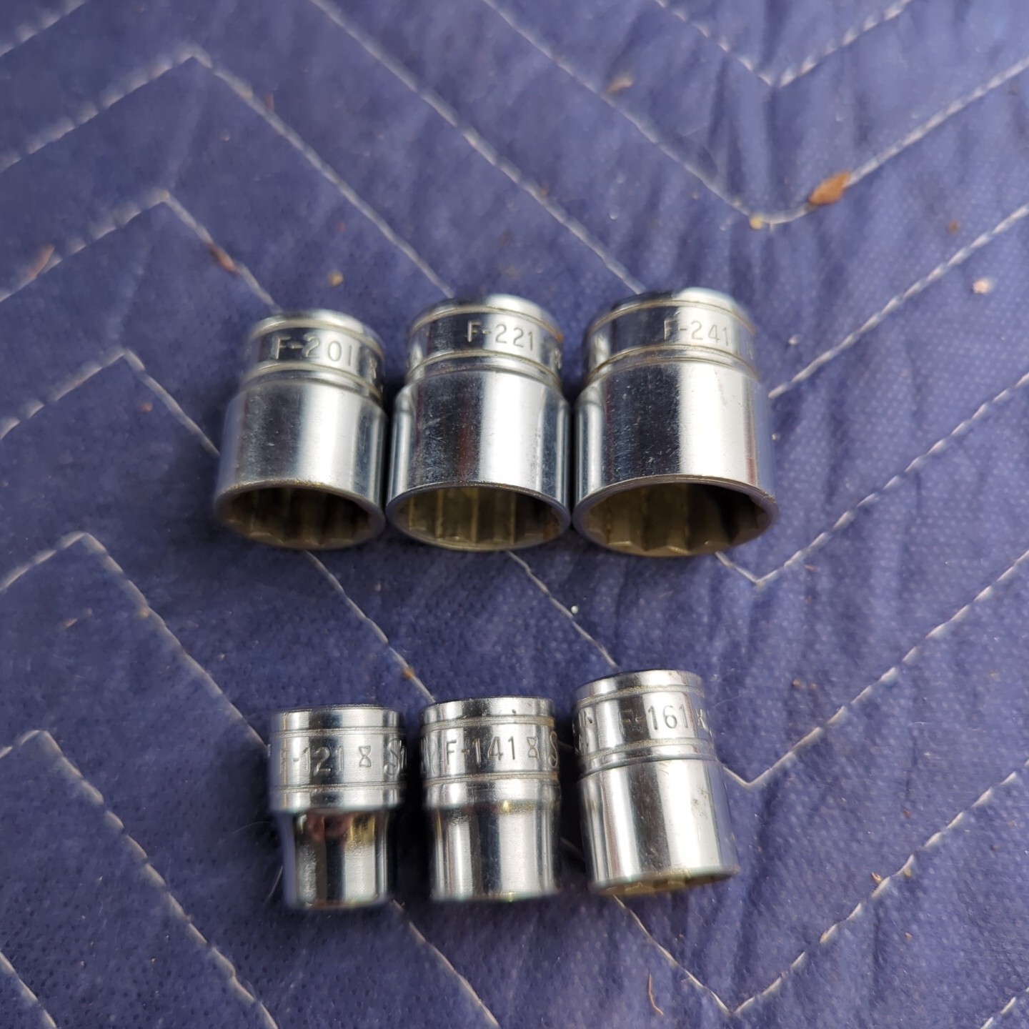 Lot Of 6 Snap-on 12 Point Sockets F-121, F-141, F-161, F-201, F-221, F-241