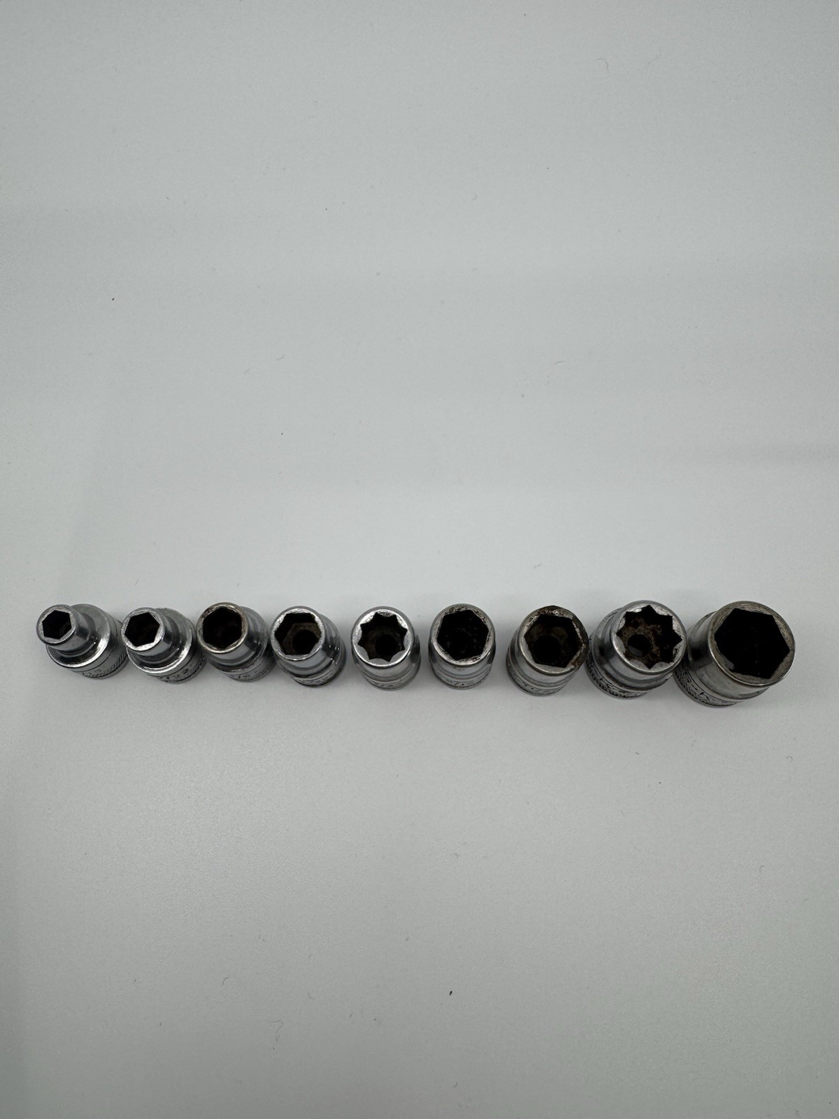 Vintage SK Tools 9pc Socket Set 3/16 Through 7/16 USA