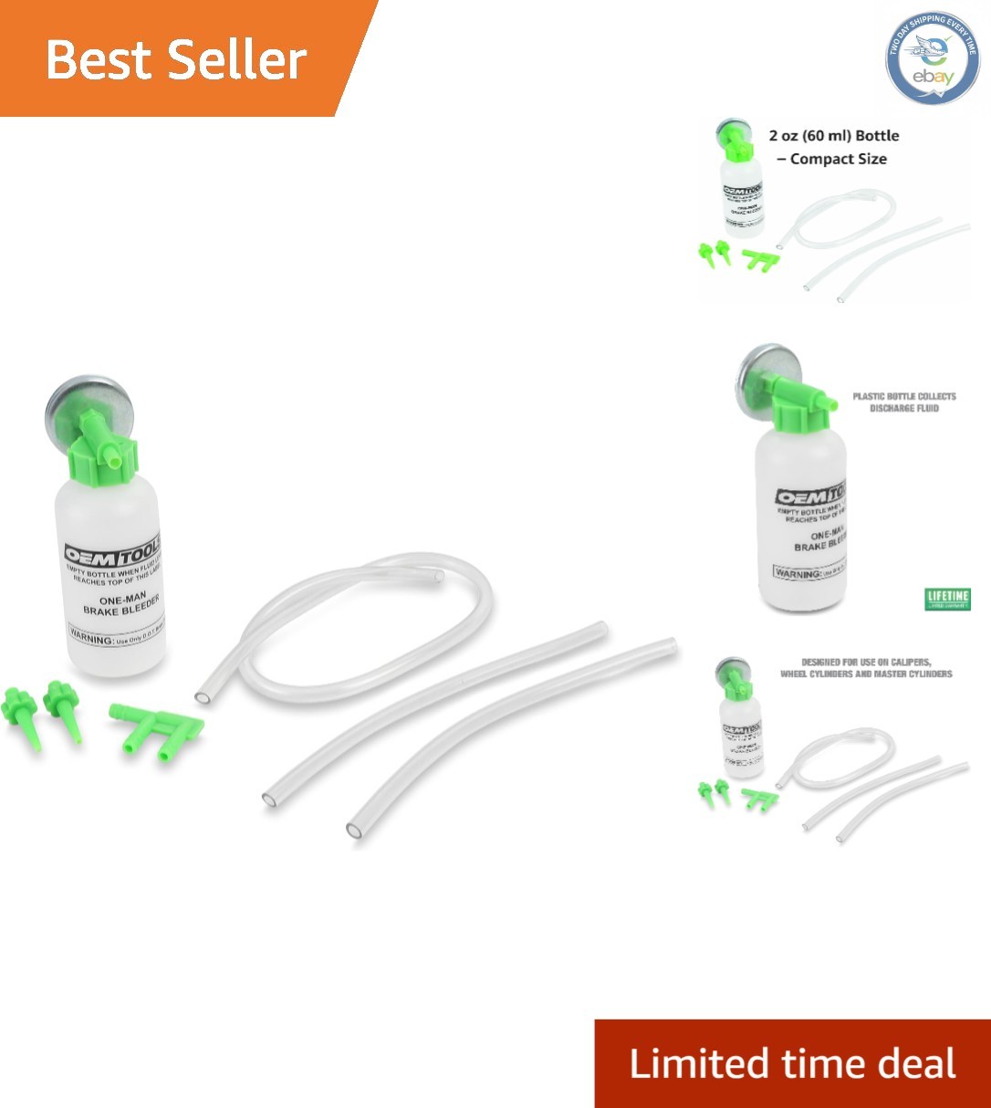 Effortless One-Man Brake Bleeder Kit, Opaque Bottle & Magnetic System for Safety