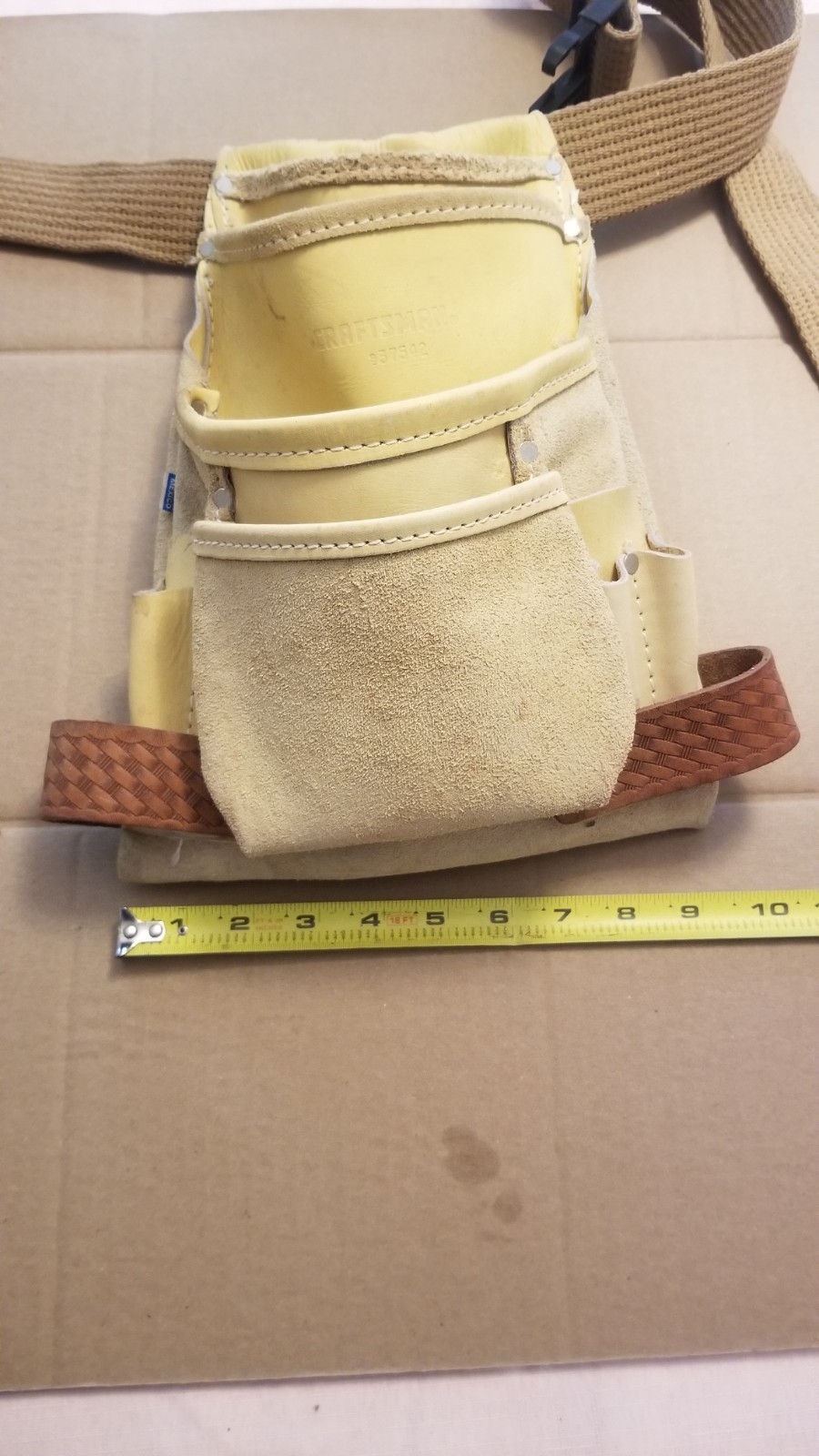 Vintage Craftsman 9_37542 Leather Utility Nail Tool Bag , VGC