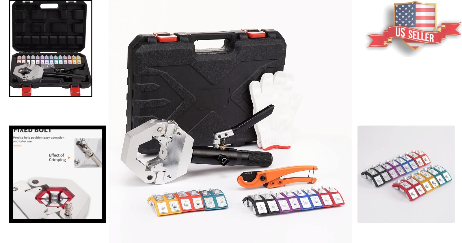 Ergonomic Hydraulic Hose Crimper Kit – Manual A/C Crimping Tool with Dies