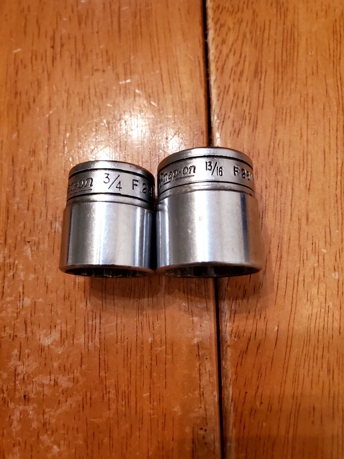 Snap On 3/8″ Drive 3/4″ 13/16″ 12PT Shallow Chrome Sockets Lot Of 2