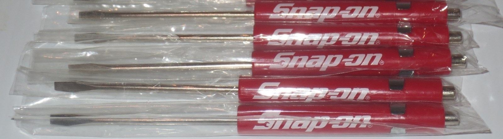 5 Snap on PROMO Screwdriver, Pocket, Flat Tip Screwdrivers, RED ~ Magnetic .NEW.