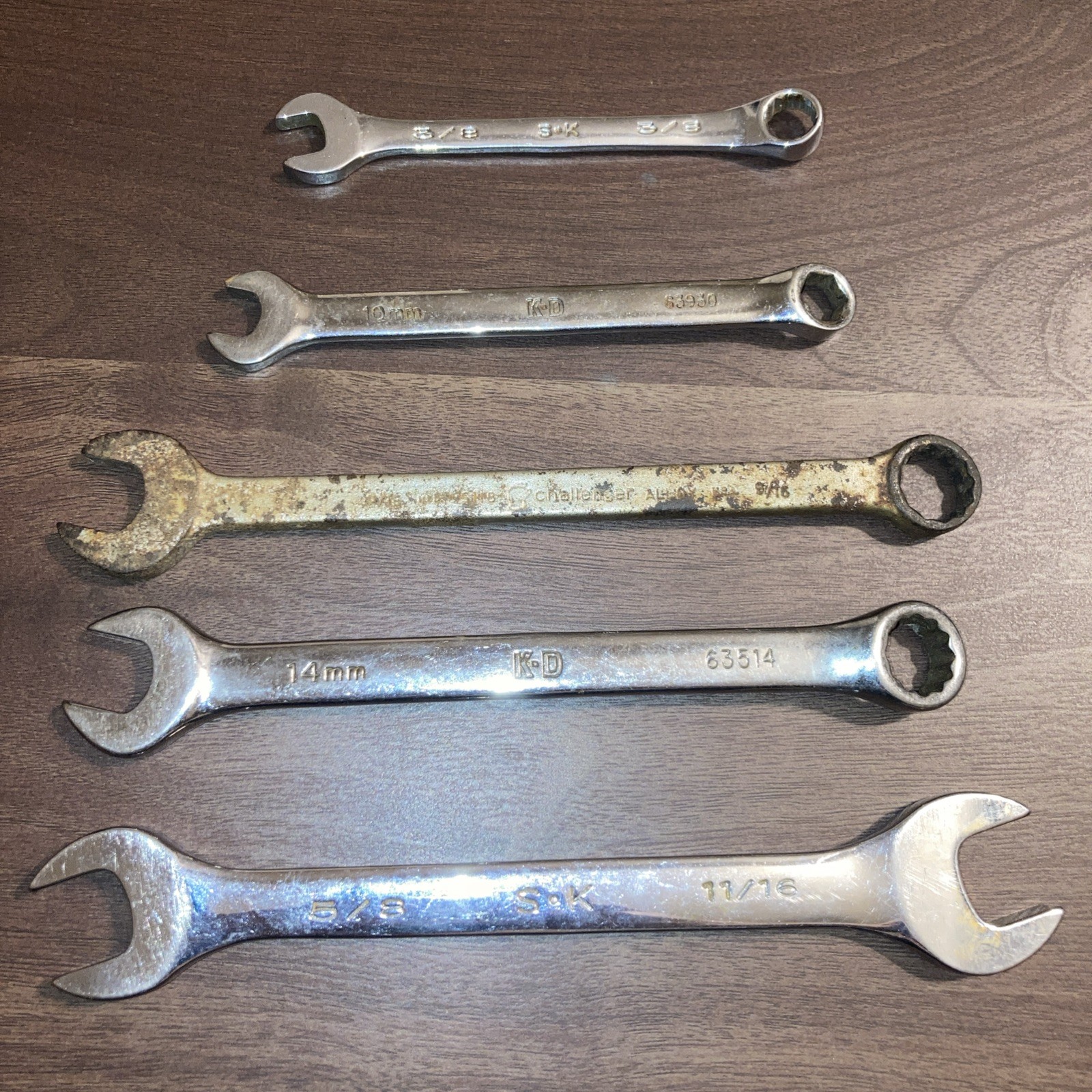 Wrenche Lot USA SK KD Challenger 10 MM 14 MM 3/8 5/8 9/16 Used