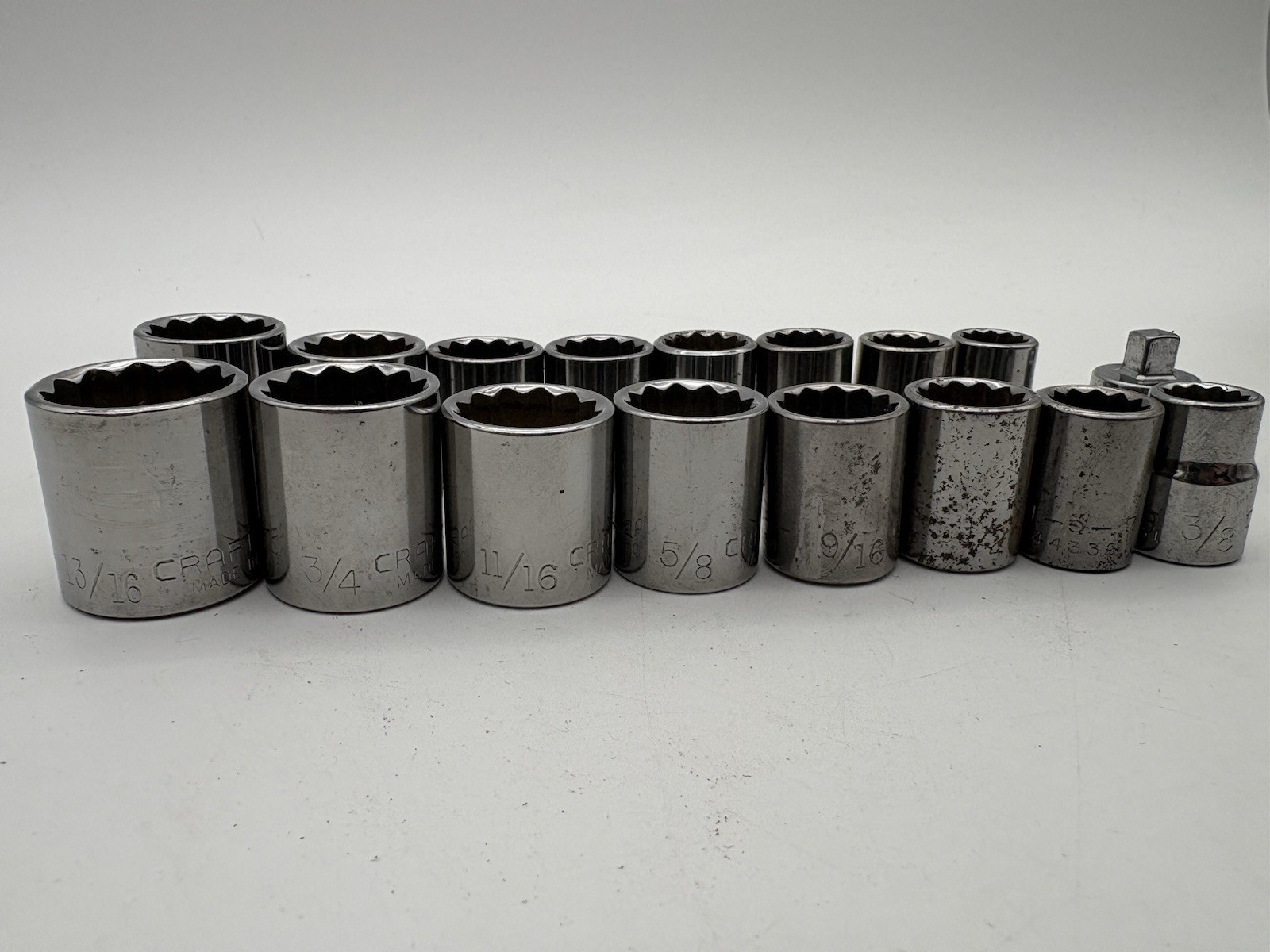Craftsman G Series SAE & Metric 3/8″ Drive Sockets, 12 Point, 10-18MM, 3/8-13/16
