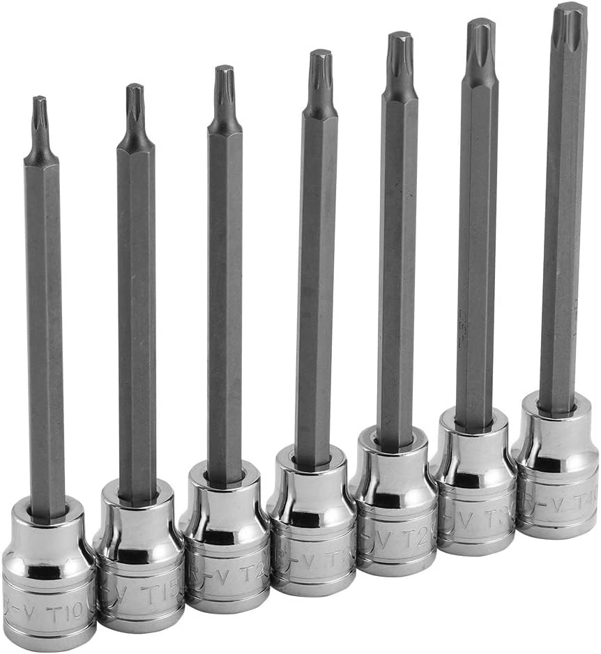 NEIKO 10080A 3/8” Drive Extra Long Torx Star Bit Socket 7 Piece, Extra-Long