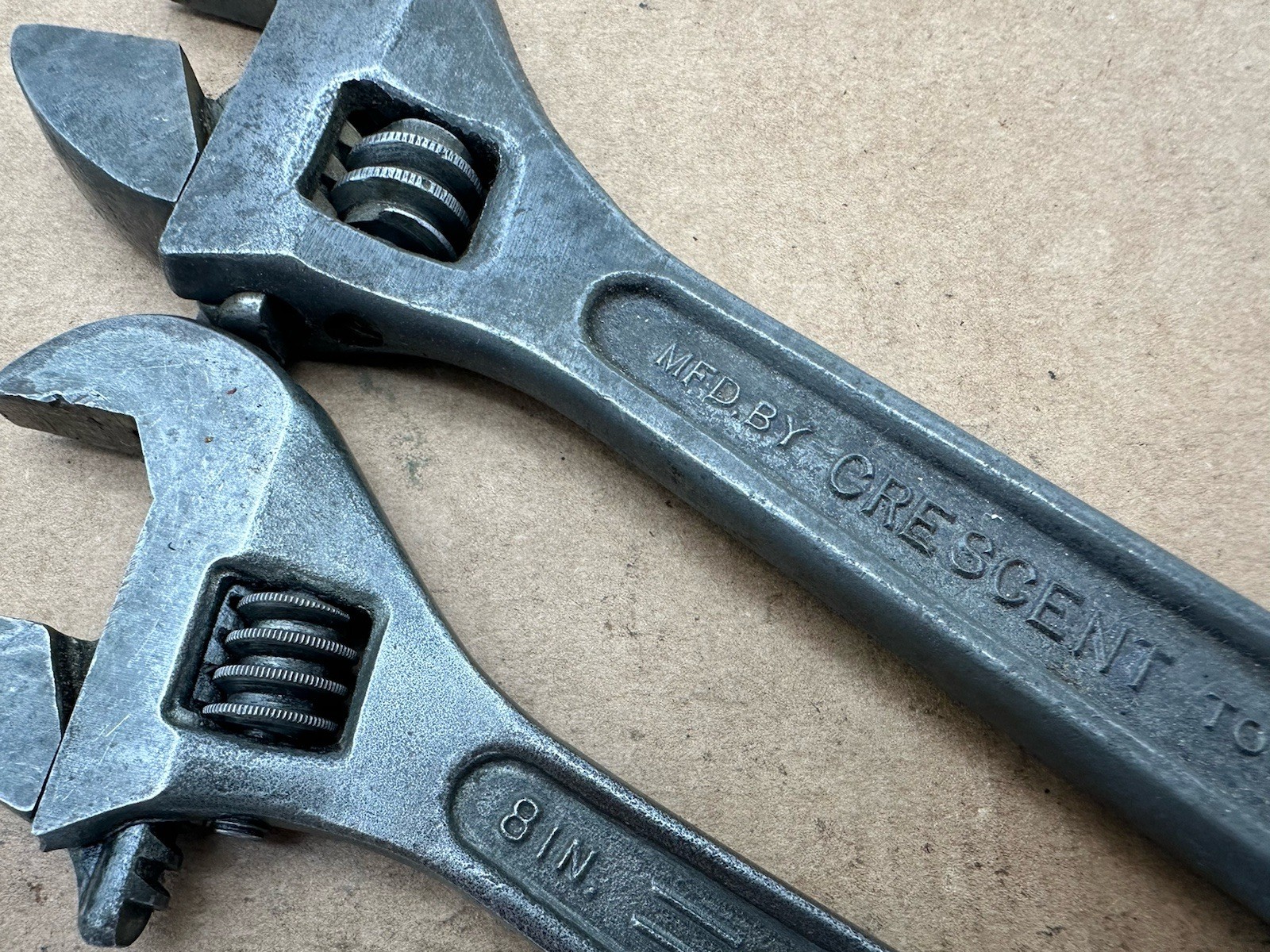 2 Vtg Crescent Tool Co Dunlap 10” 8” Adjustable Wrench Made USA Jamestown *READ*