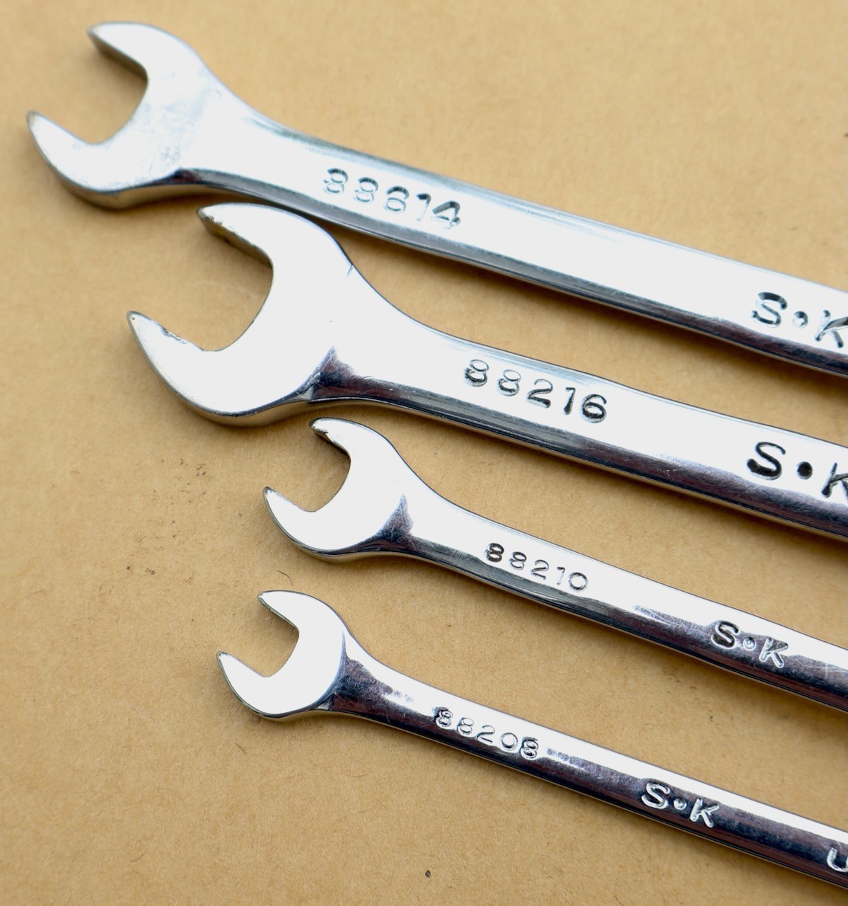 (4) S-K Tools (USA) Combination Wrenches / 7/16 – 1/2 – 5/16 – 1/4 – SAE / MTT