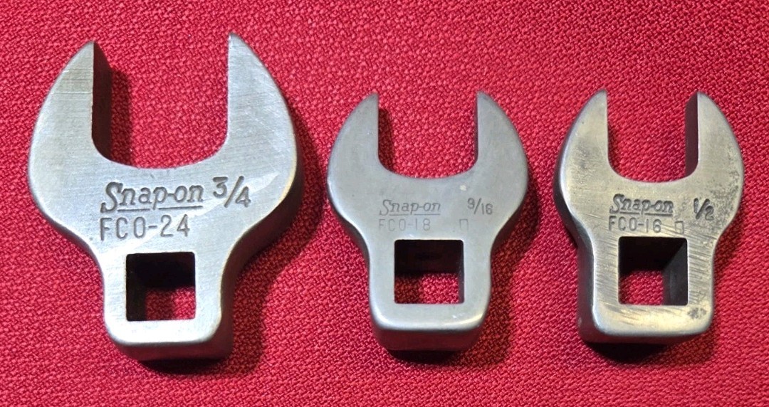 (3) Snap-On 3/8″ Drive Crowfoot Wrenches 3/4″, 9/16″, 1/2″ FCO 24, 18, 16 1960