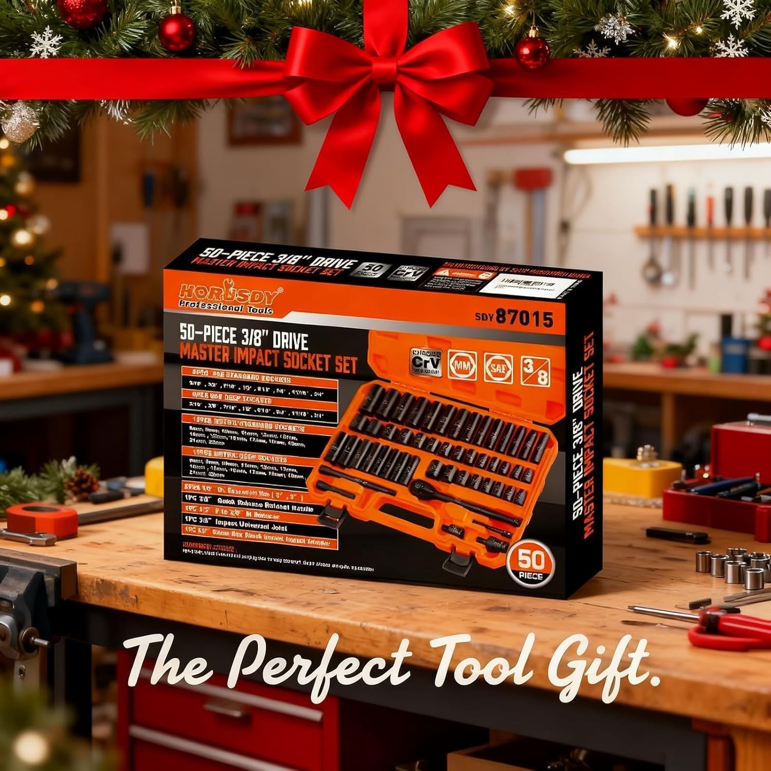 Versatile 50-Piece Impact Socket Set, SAE 5/16-3/4″ & 8-22mm