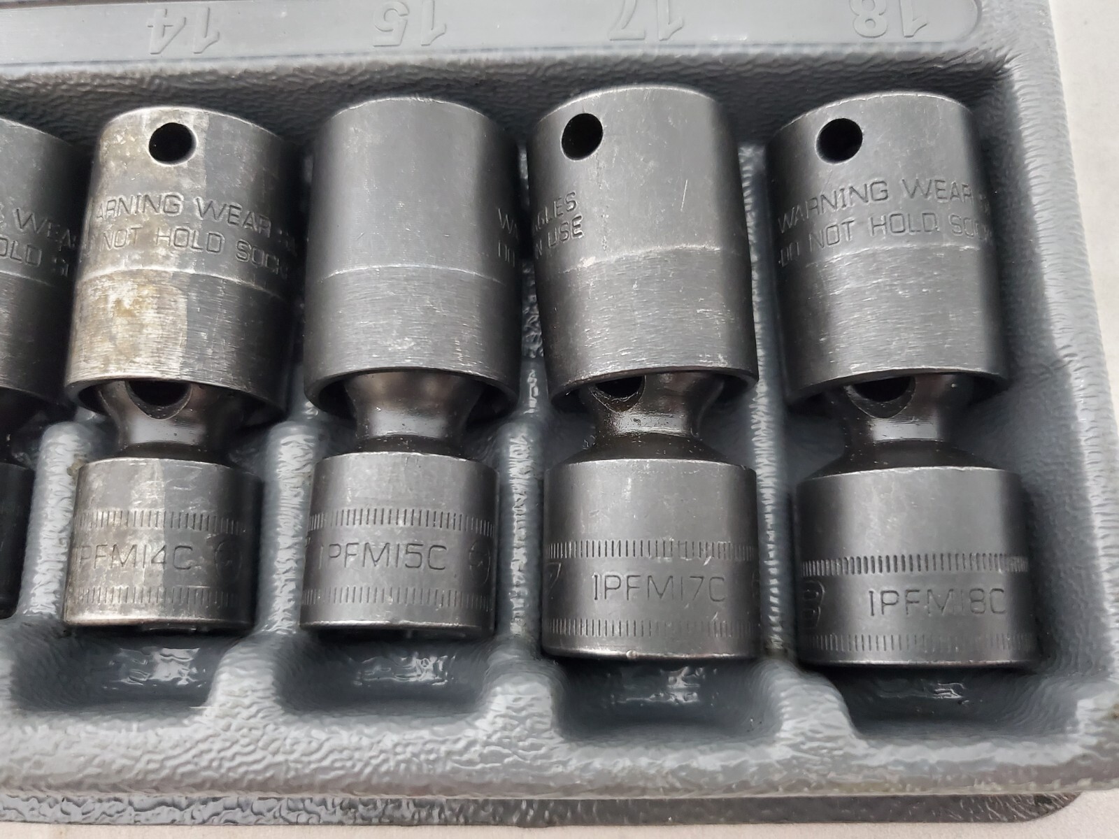Snap On 207IPFM Metric Flank Drive Shallow Impact Swivel Socket Set, 7Pc 3/8Dr