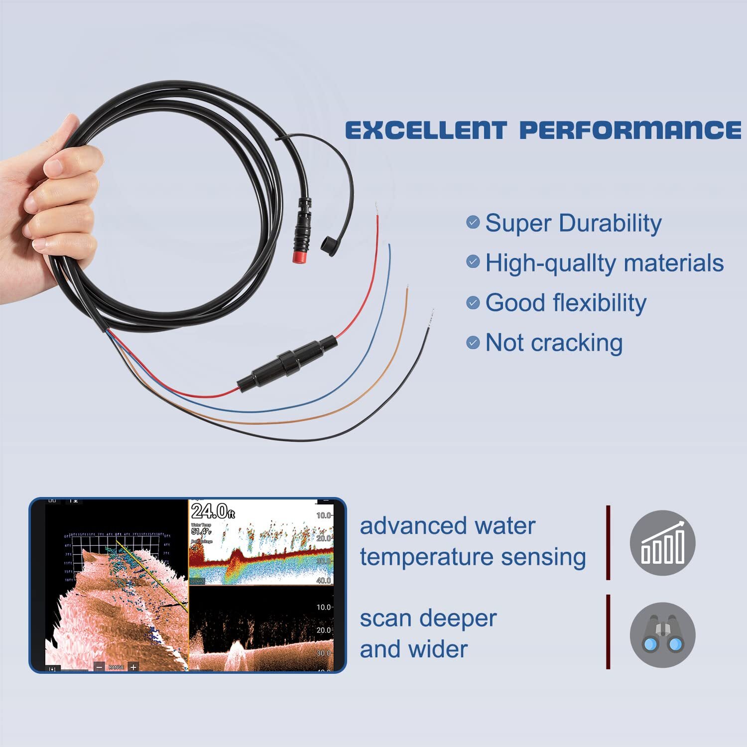 Power/Data Cable 4-Pin For Garmin Striker VIVID 4cv 5cv 7cv 7sv 9sv 010-12199-04
