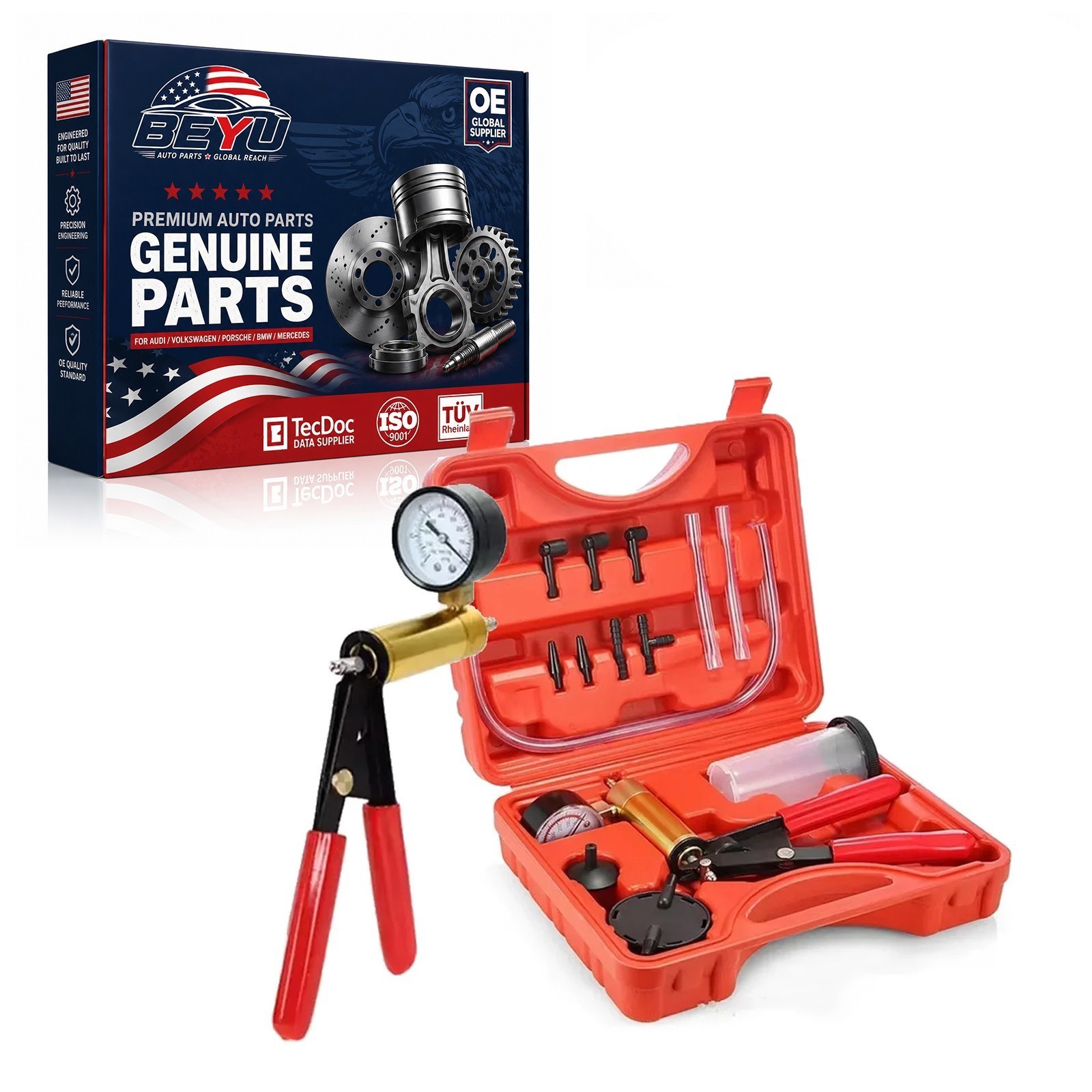 Hand Held Vacuum Pressure Pump Tester Set Brake Fluid Bleeder Bleeding Kit +Box