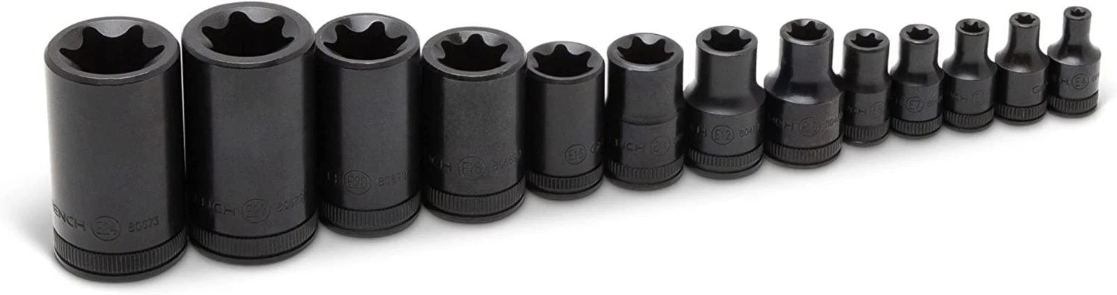 Durable 13-Piece E-Torx Socket Set with Black Oxide Finish & Heat Treatment