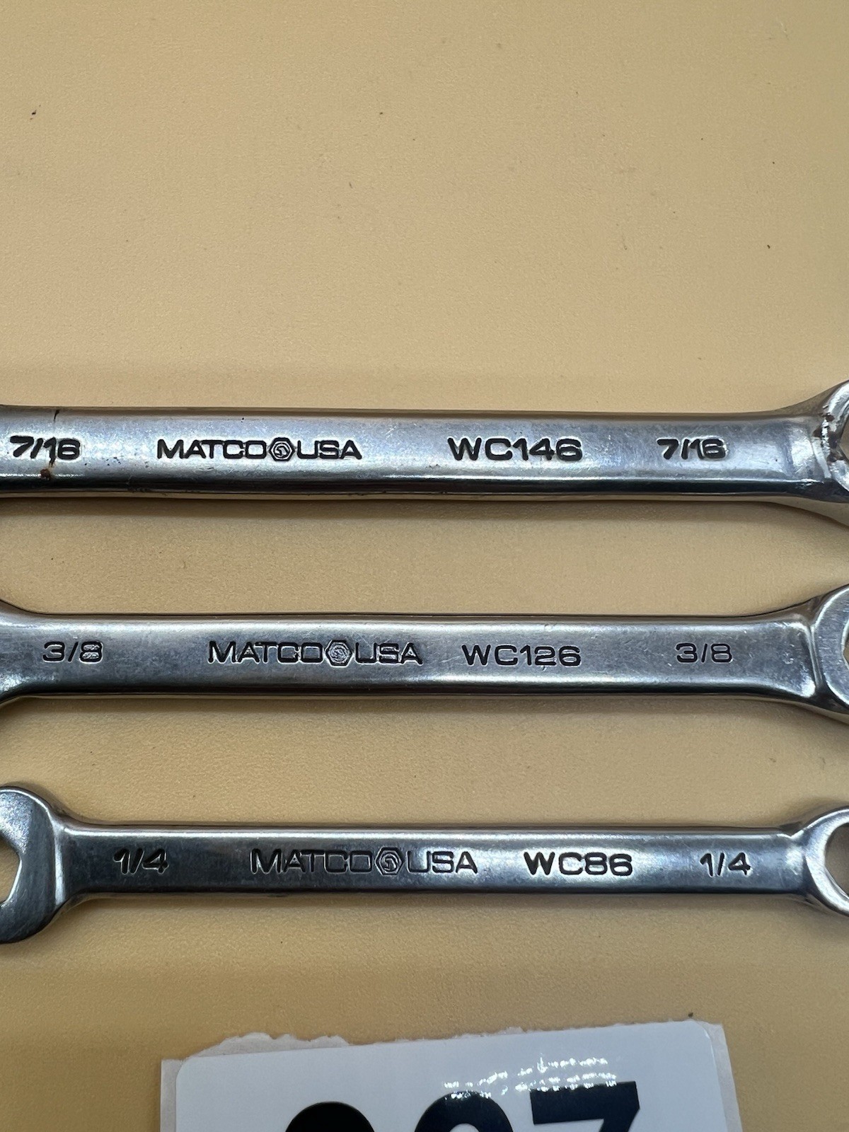 Matco Tools USA 3 Pcs WC146, WC126, WC86 SAE Combination Wrench 6 Point Chrome