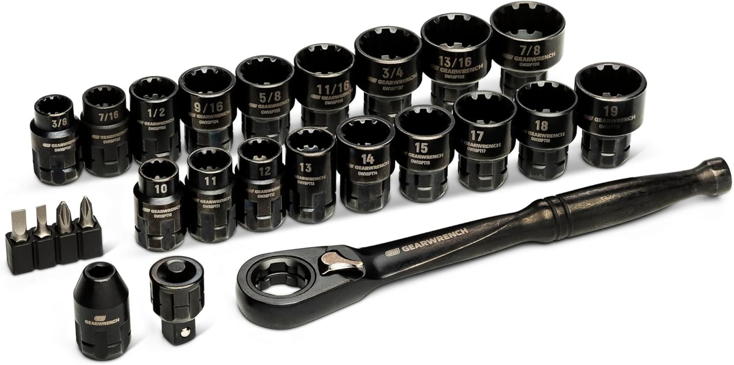 GEARWRENCH 25 Piece 3/8″ Drive Pass Through Ratchet and Socket Set | GWX6PT25
