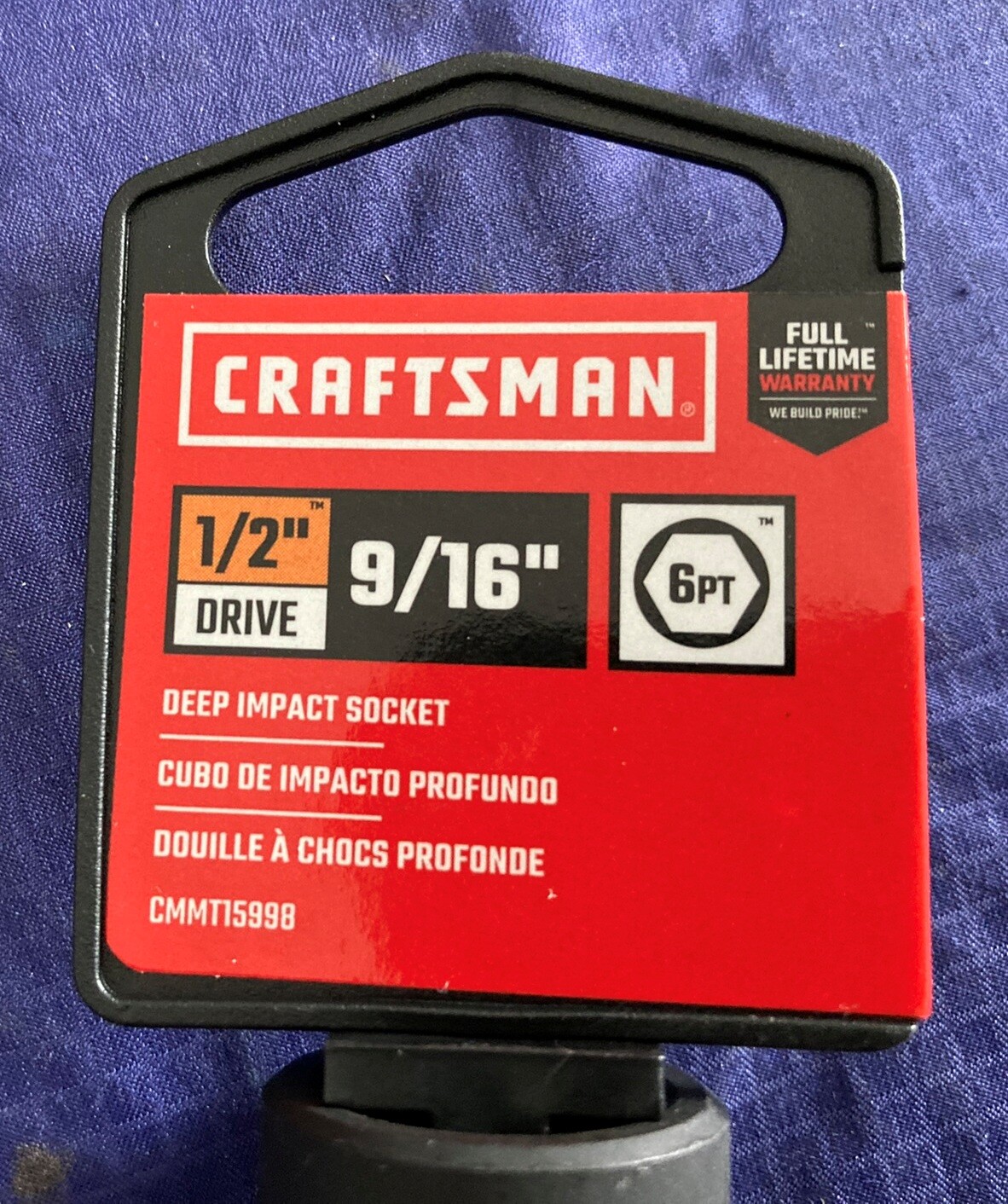 RP3472 Craftsman 1/2″ Drive 9/16″ SAE Deep Impact Socket Black CMMT15998 NEW