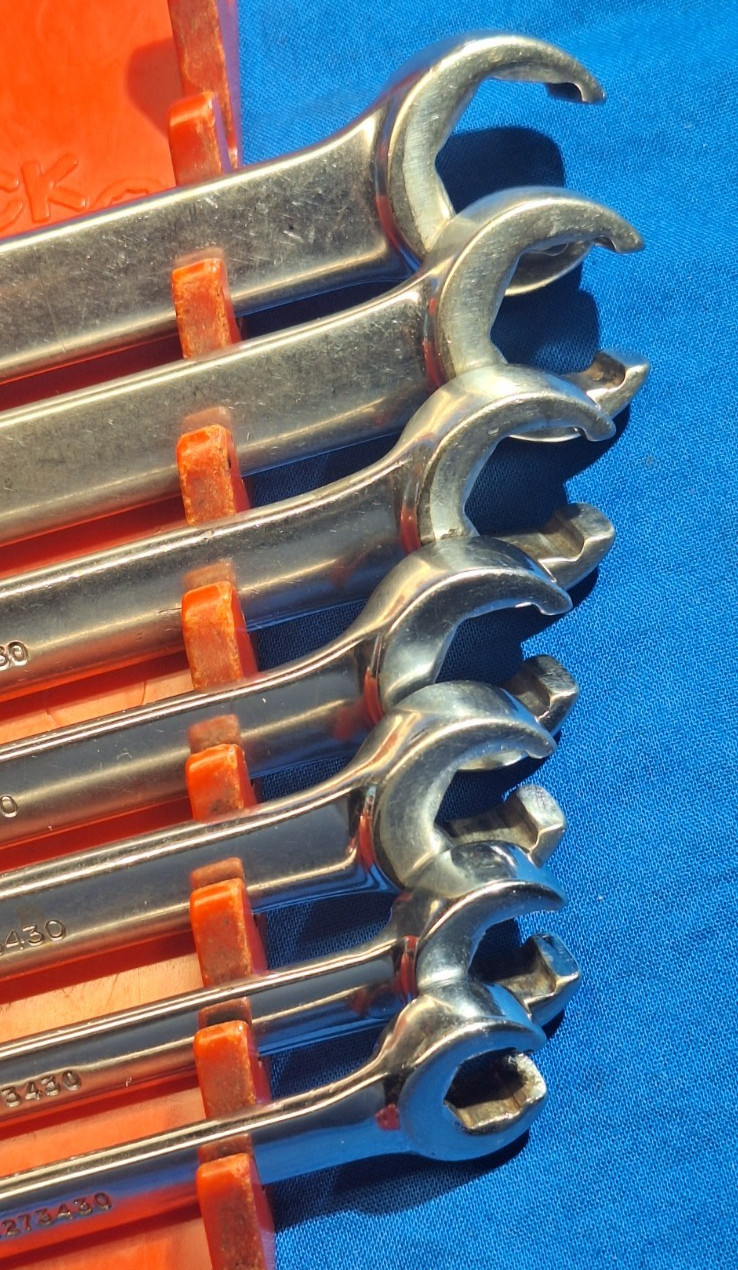 Old Logo Snap-On 7 piece RXS Open end Flare Nut SAE wrench set 3/4″ – 3/8″