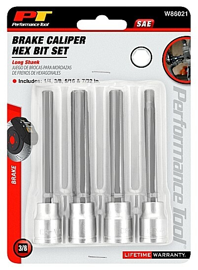 W86021 SAE BRAKE CALIPER Hex Bit Set – Long Shank – Includes 4 Pieces