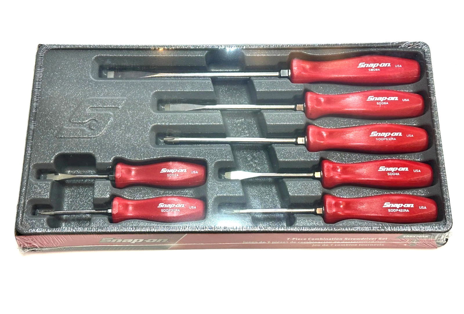 New Snap-on™ 7-Piece Red Hard Handle Screwdriver Set SDDX70AR
