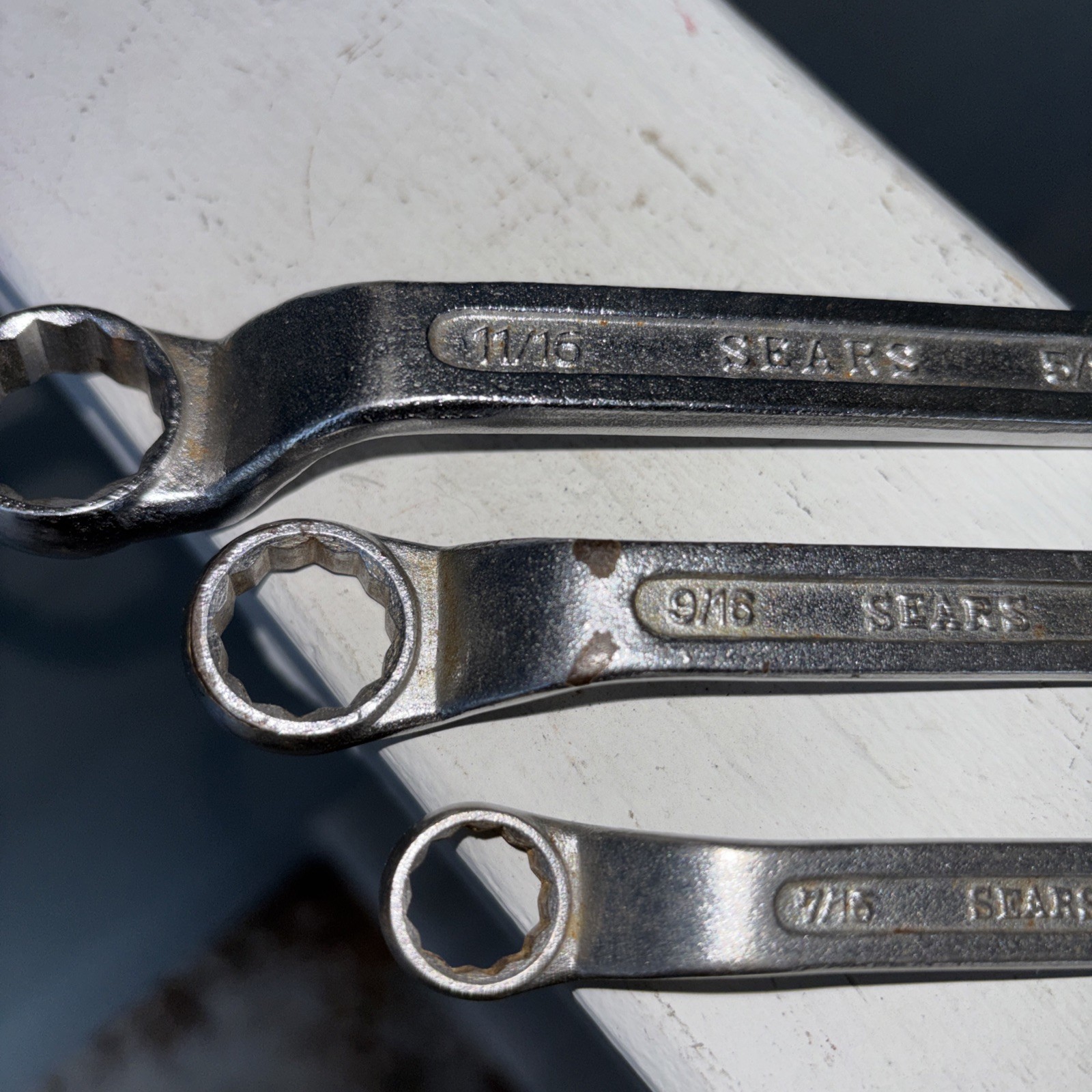 Vintage Sears 3pc SAE Stubby Offset Box End Wrench Set Forged BF Japan Wrenches