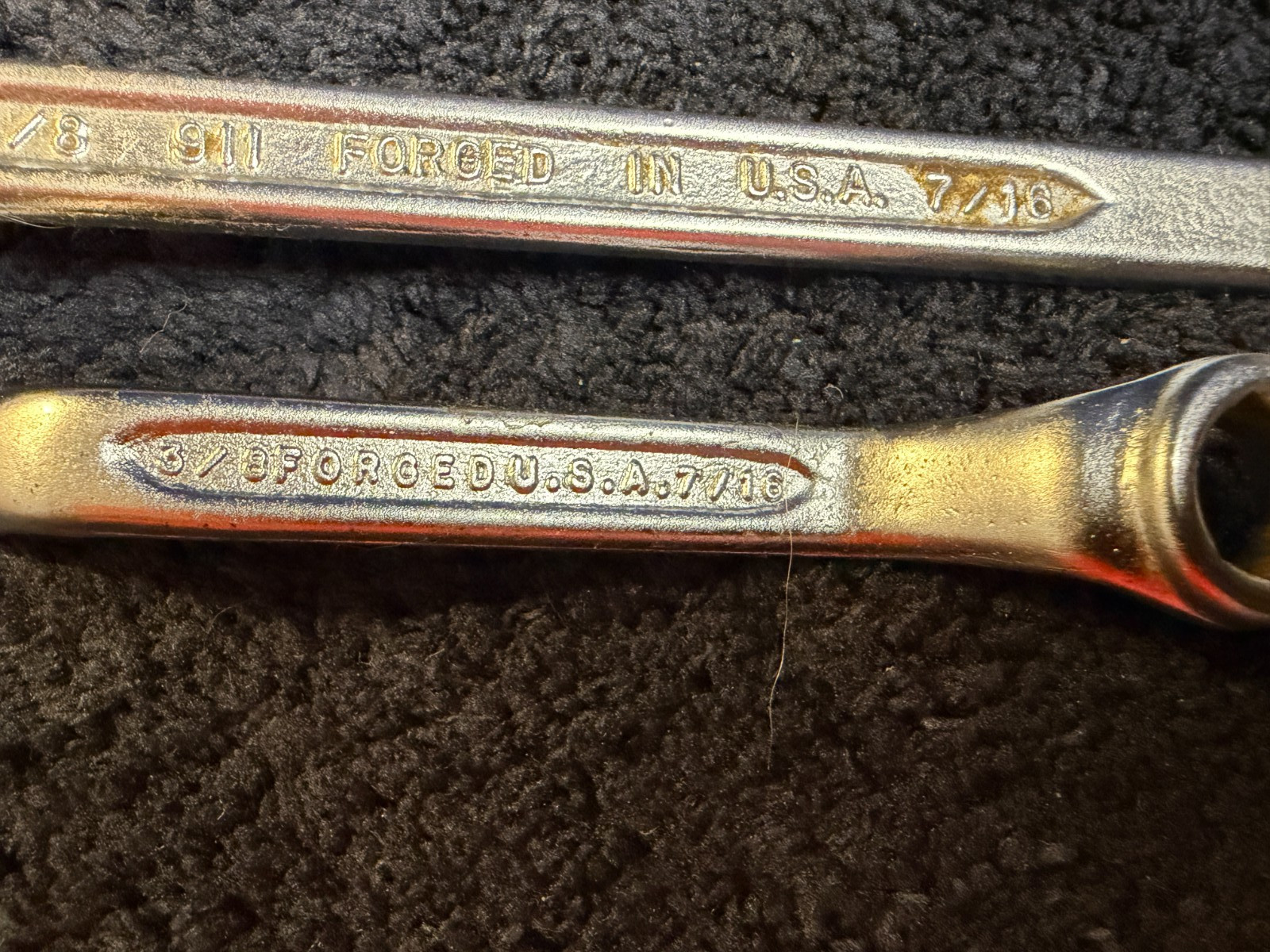 2 Indestro Double Box-End Wrenches 6 Point 911 and 931 Both 3/8″ to 7/16″ USA