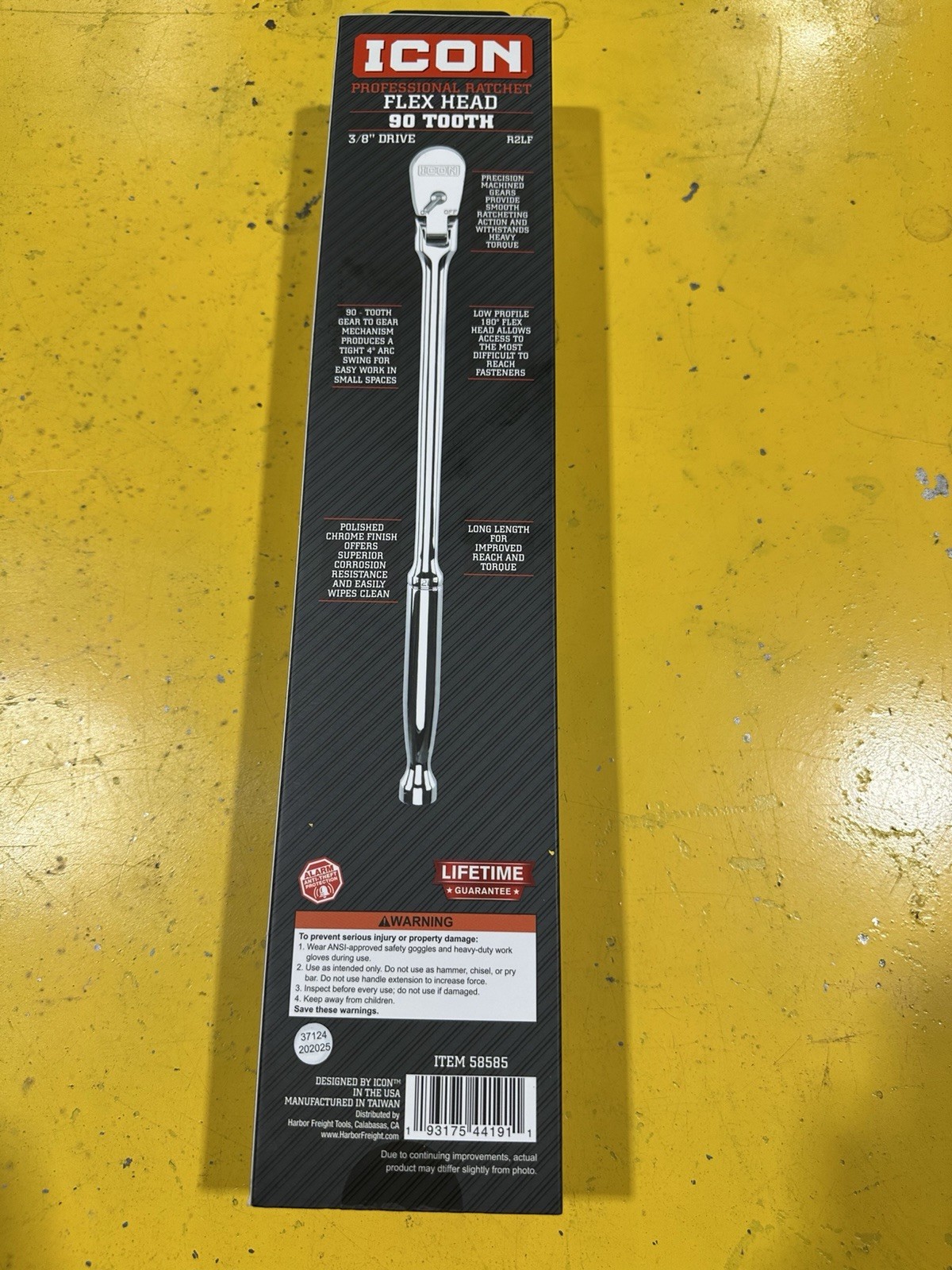 NEW ICON 3/8″ Drive Professional Flex Head 90 Tooth Ratchet Chrome R2LF 58585