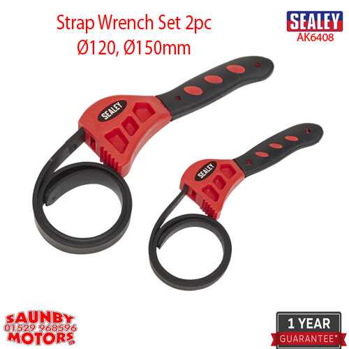 Sealey AK6408 Filter Strap Wrench Set 2pc Ø120, Ø150mm.
