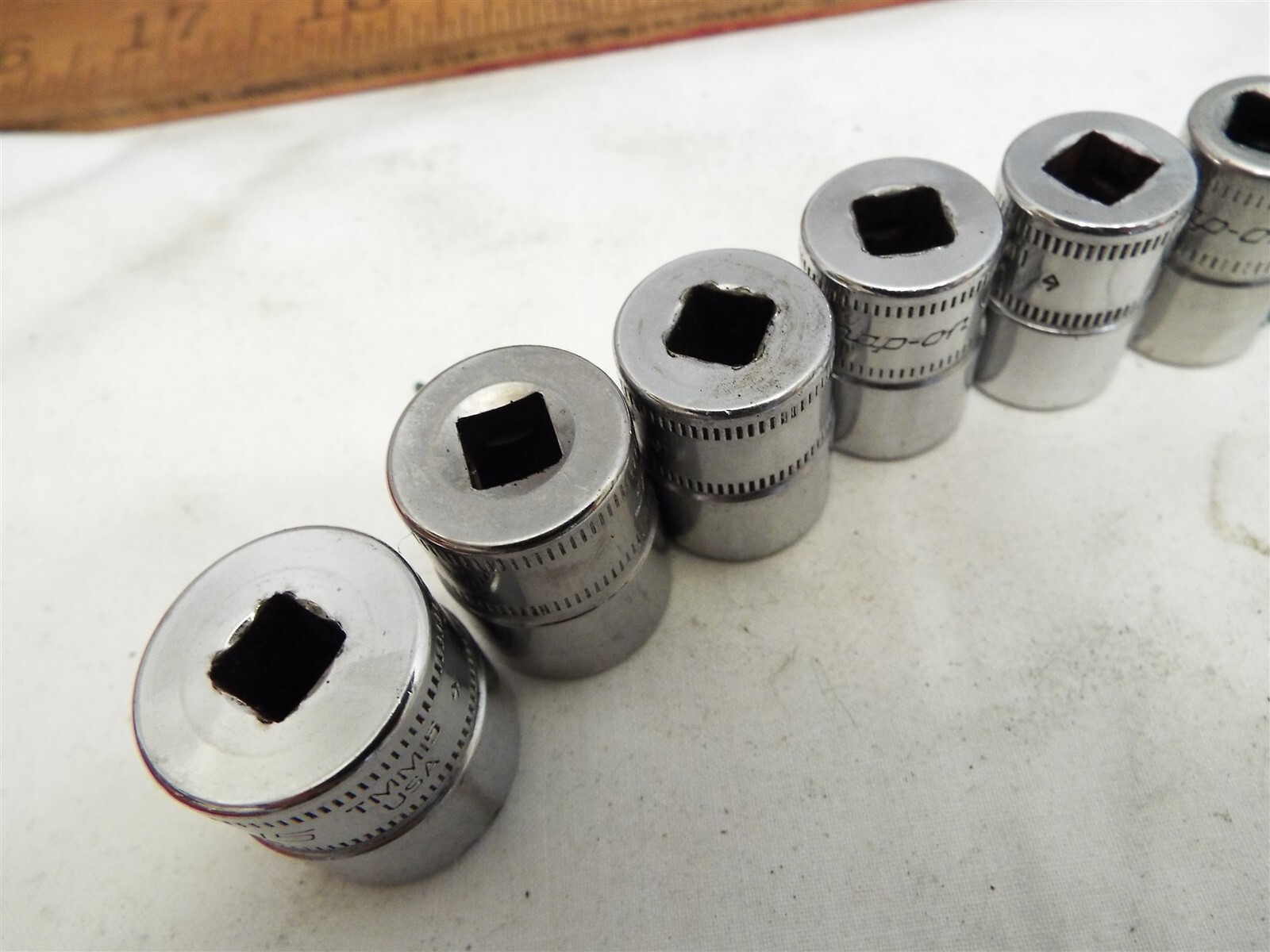 Clean Set 13 Snap-On 1/4″ 6-pt Metric Sockets Shallow/Standard Length 4-15mm