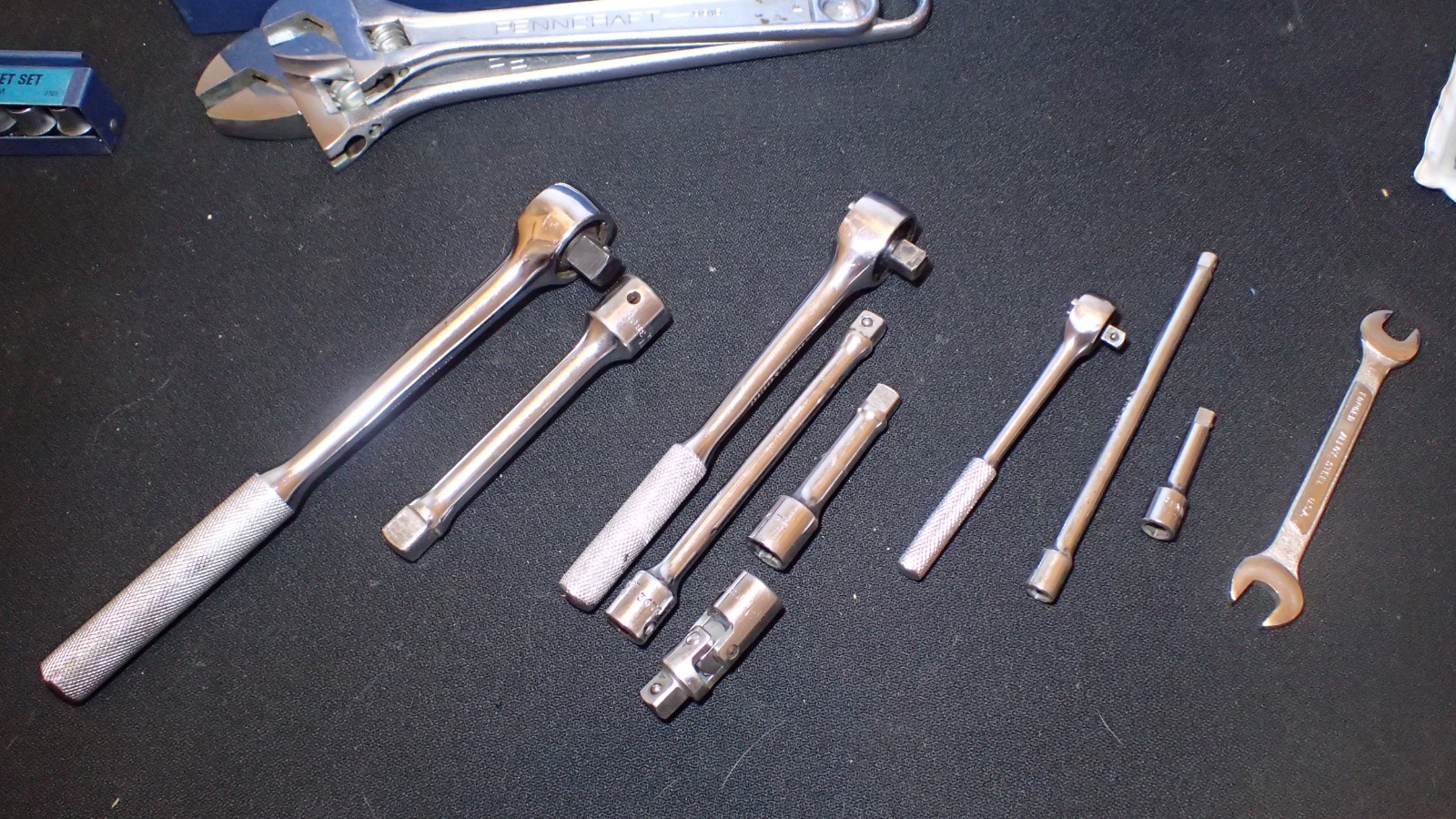 PENNCRAFT 1/4 3/8 1/2 Drive Sockets Ratchets Wrenches Toolbox Allen USA Vintage