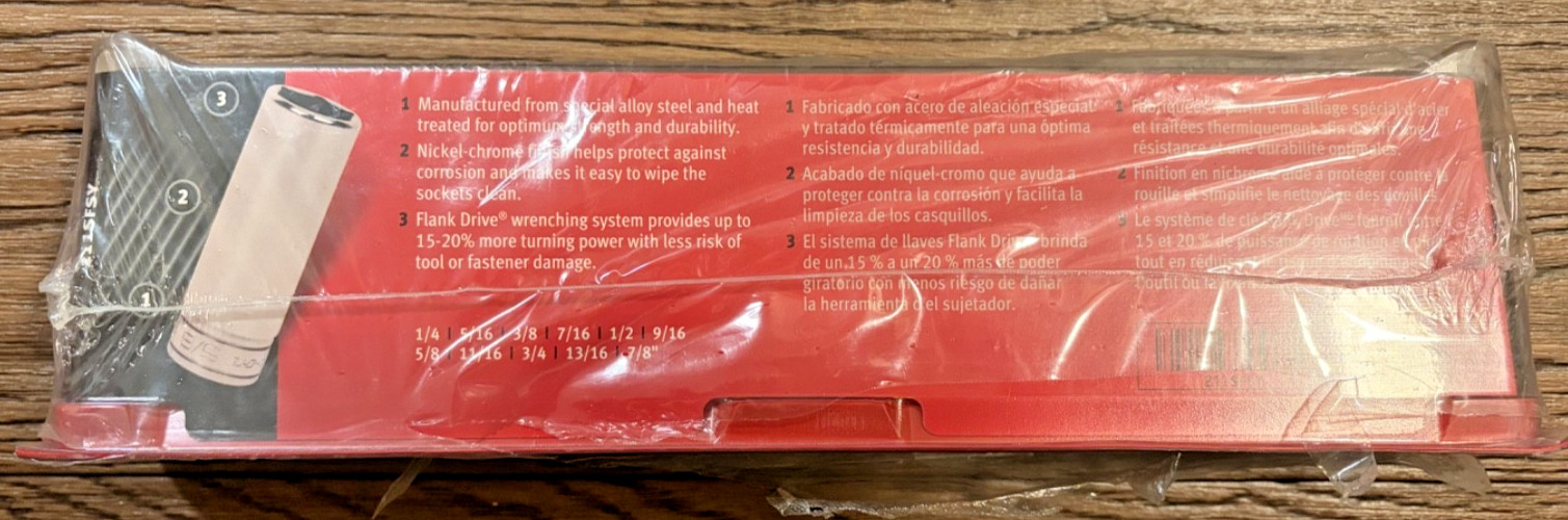 New Snap-on 3/8″ Drive 1/4″ thru 7/8″ 6-Point Deep Socket Set 211SFSY