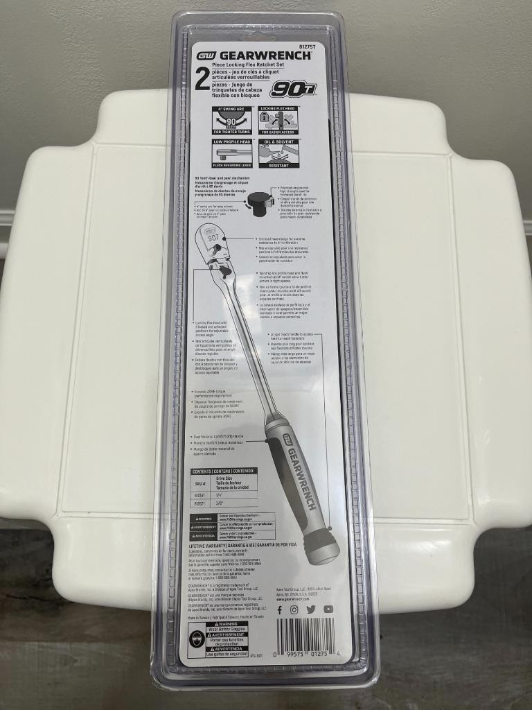 GEARWRENCH 2 Pc 1/4″ & 3/8″ 90 Tooth Drive Flex Head Teardrop Ratchet Set 81275T