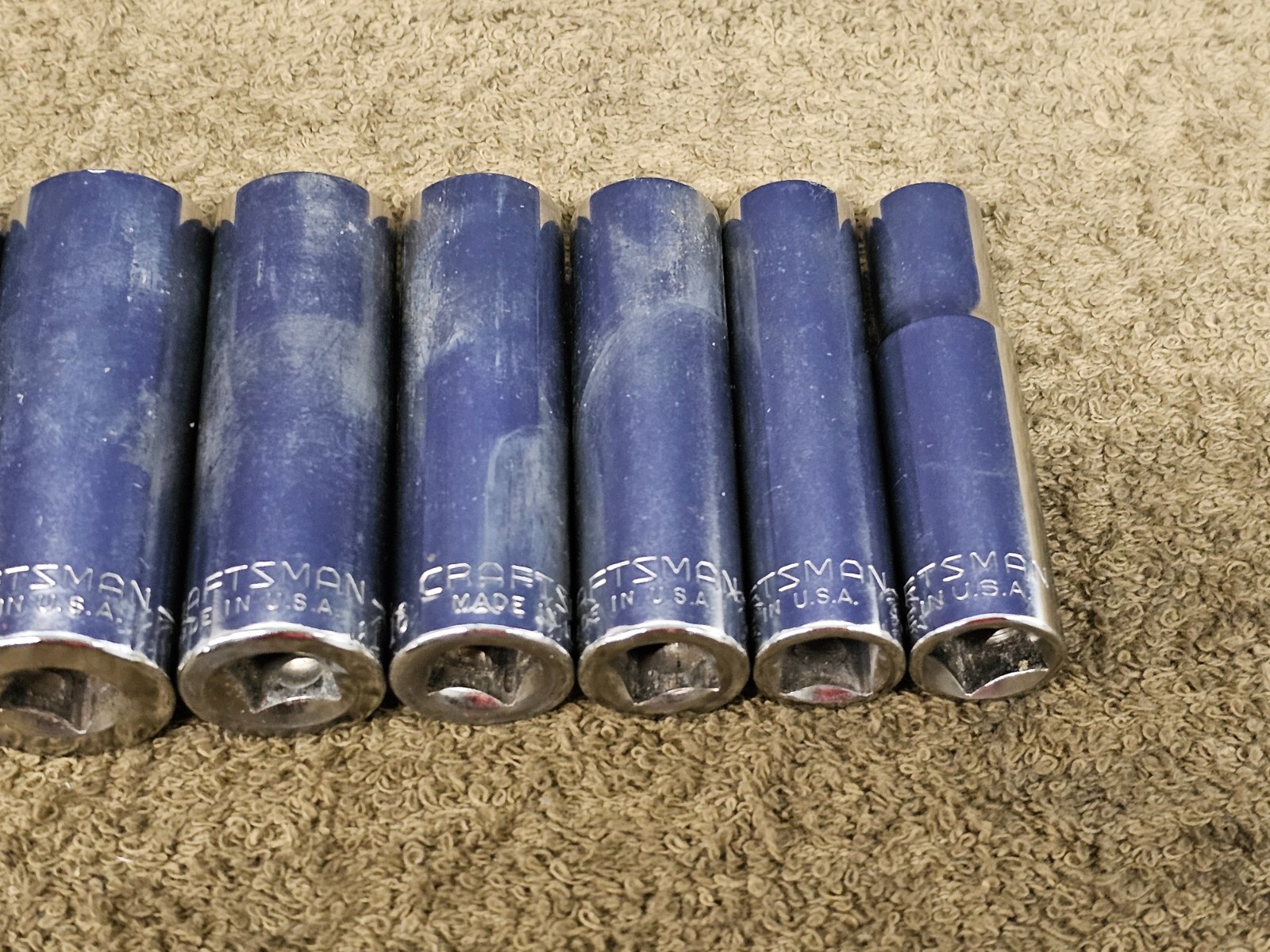 18 Craftsman G Deep Well Shallow Socket Set 7/8 3/4 5/8 1/2 Sae 3/8″ Drive USA