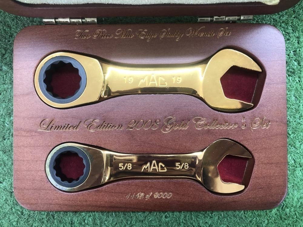 Mac Tools 70th Anniversary 24k Gold Plated Stubby Ratcheting Wrench Pair