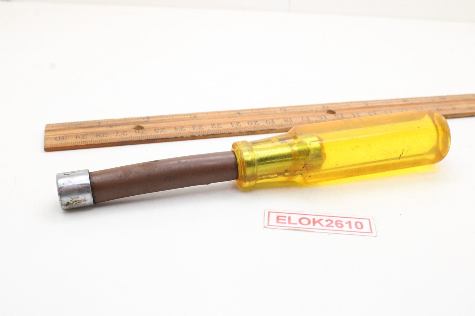 Snap-on ND 114 7/16″ 3″ Shank Brown Insulated Amber Handle Nut Driver USA