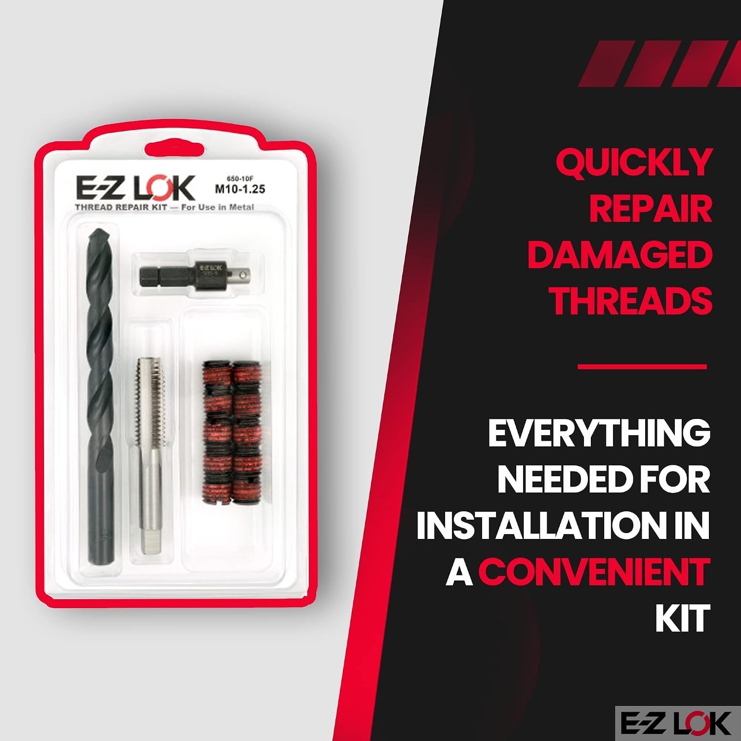 Reinforce Threads with Carbon Steel Insert Kit M10-1.25