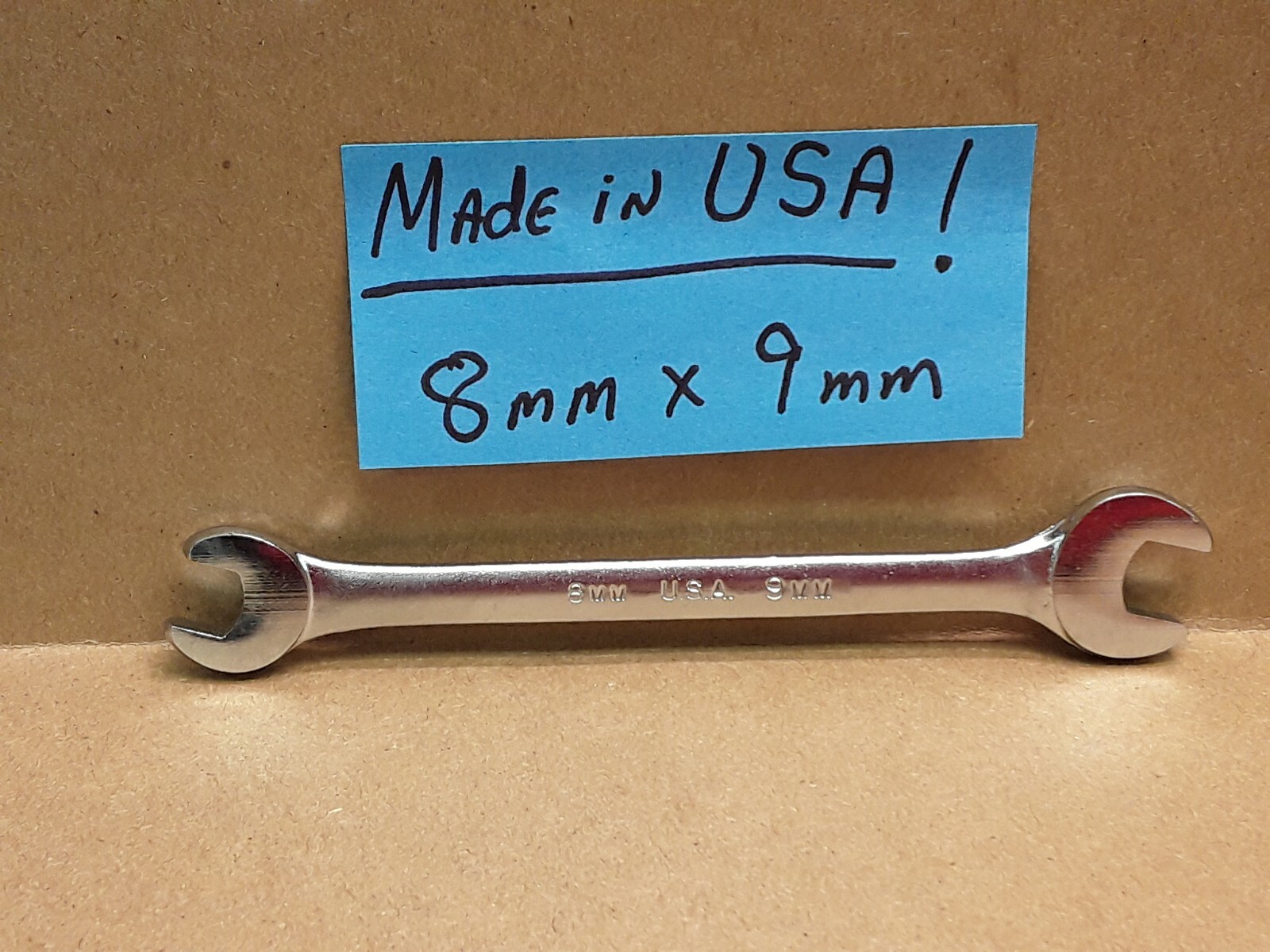 Indestro Duro 8mm x 9mm Metric Open End Wrench 40809A USA MADE