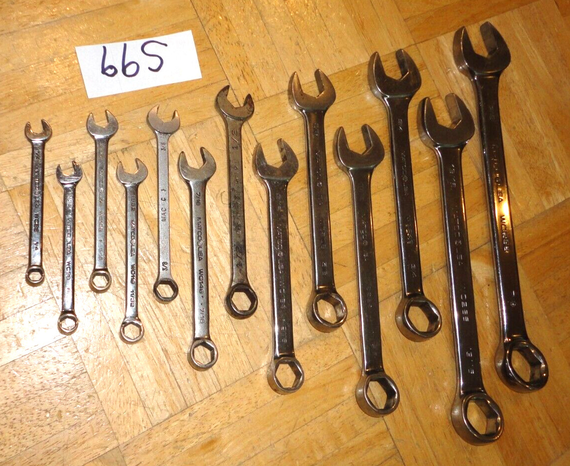 MATCO TOOLS 13 PIECE SAE. SHORT COMBINATION 6 POINT WRENCH SET 1/4 TO 7 /8