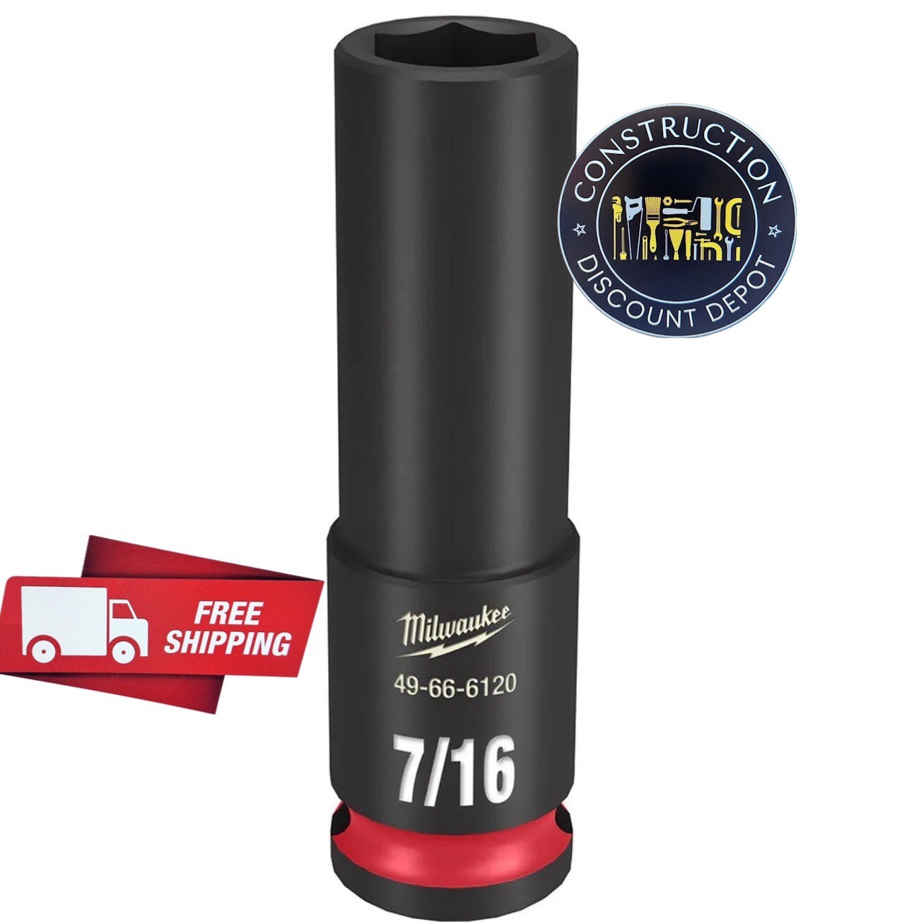 Milwaukee 49-66-6120 SHOCKWAVE Impact Duty 3/8 Drive 7/16 in Deep 6 Point Socket