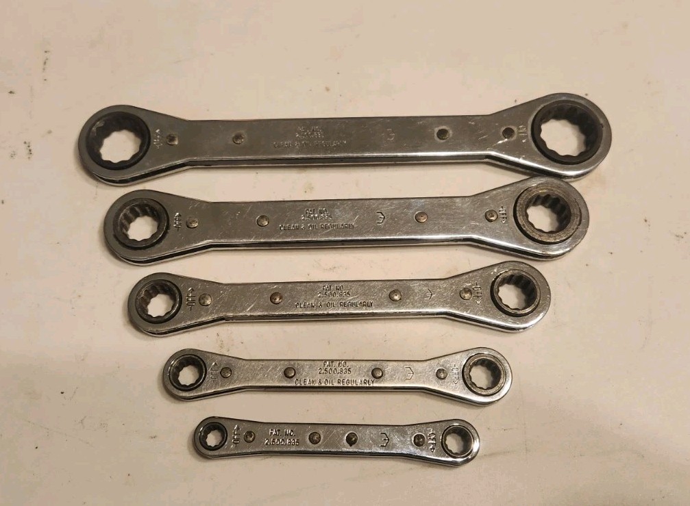 Vintage Craftsman 5pc Flat Metric Ratcheting Box Wrench Set 42170 7mm-21mm
