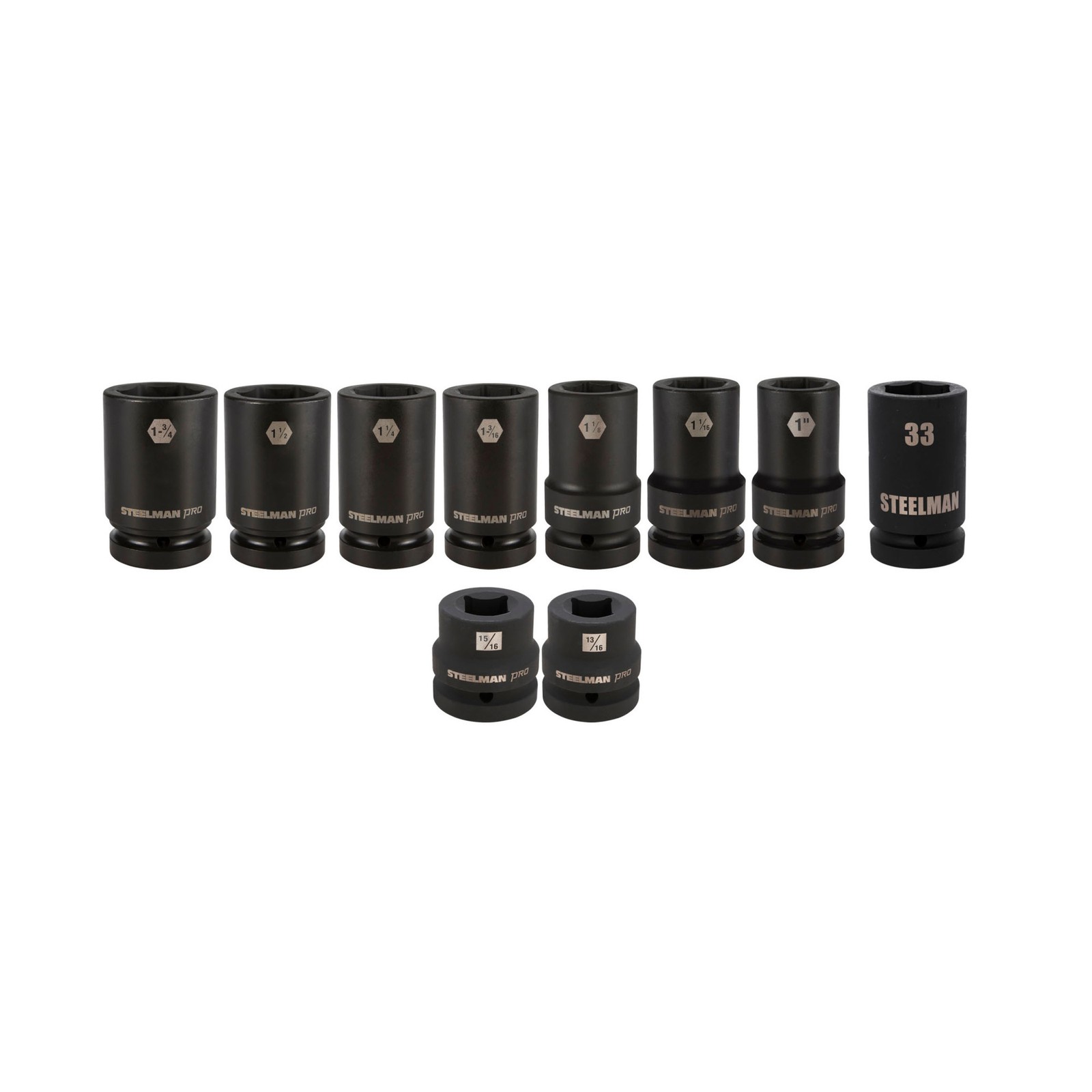 1 inch Drive Socket Set Wheel Service 10 piece with Tool Bag Steelman 61211
