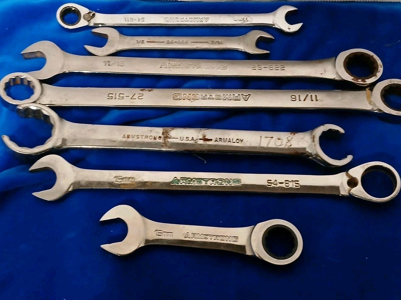 Lot Of 7 Armstrong Ratchet Combo Wrenches