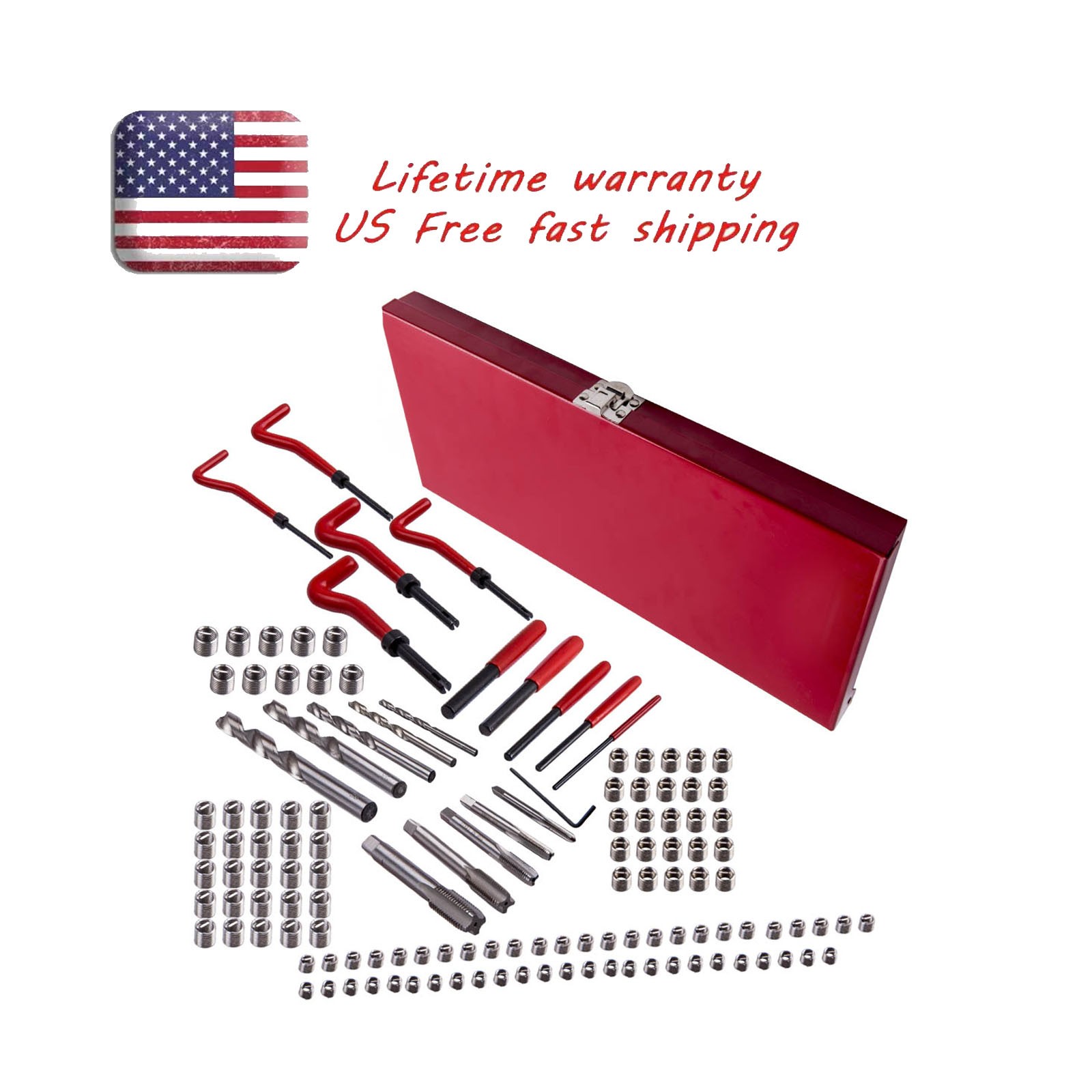 131 pcs Thread Repair Tool Kit Drill Bits Taps Threaded Inserts Installation