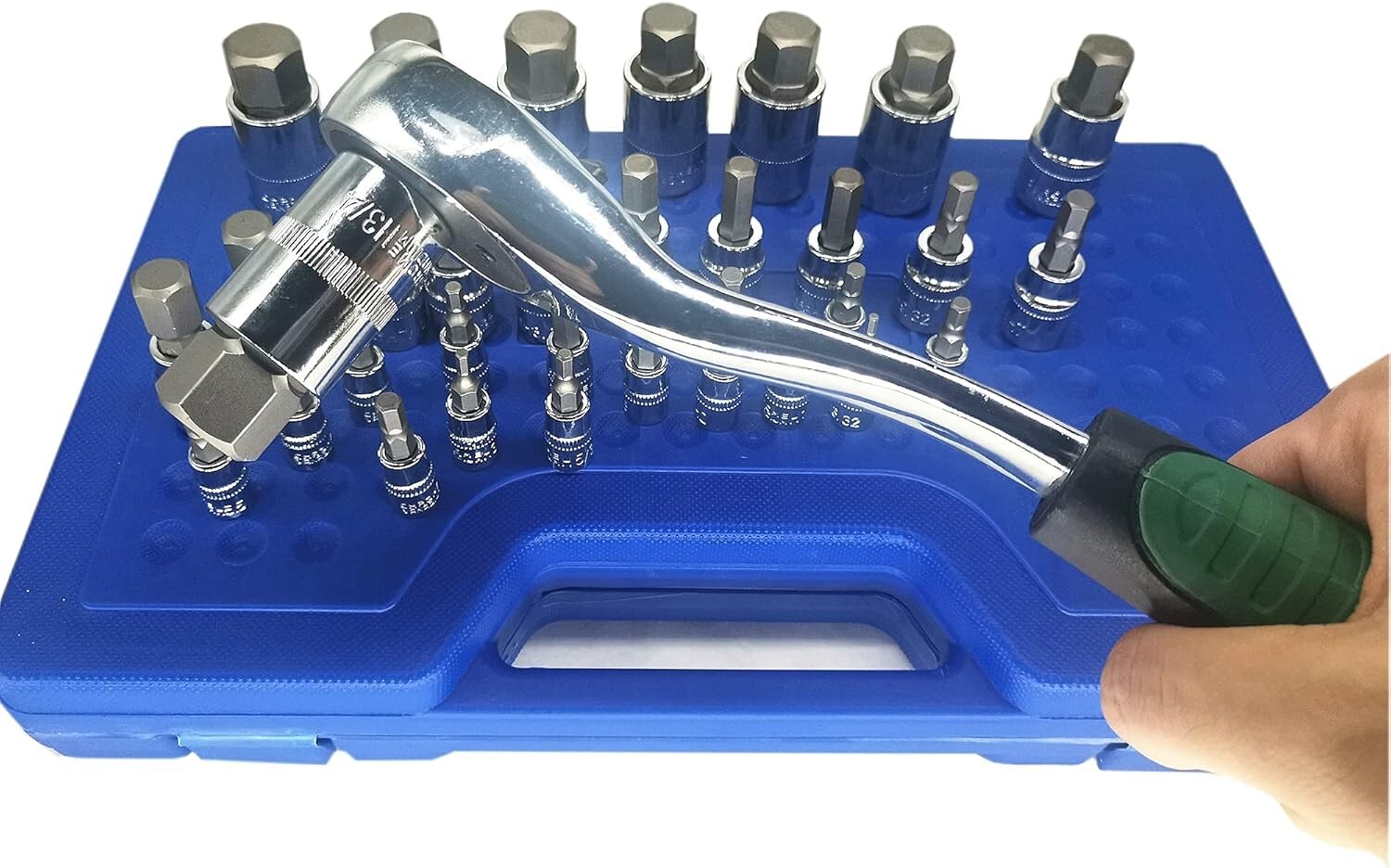 Versatile 34-Piece Chrome Finish Hex Key Set for Mechanics & DIY Projects