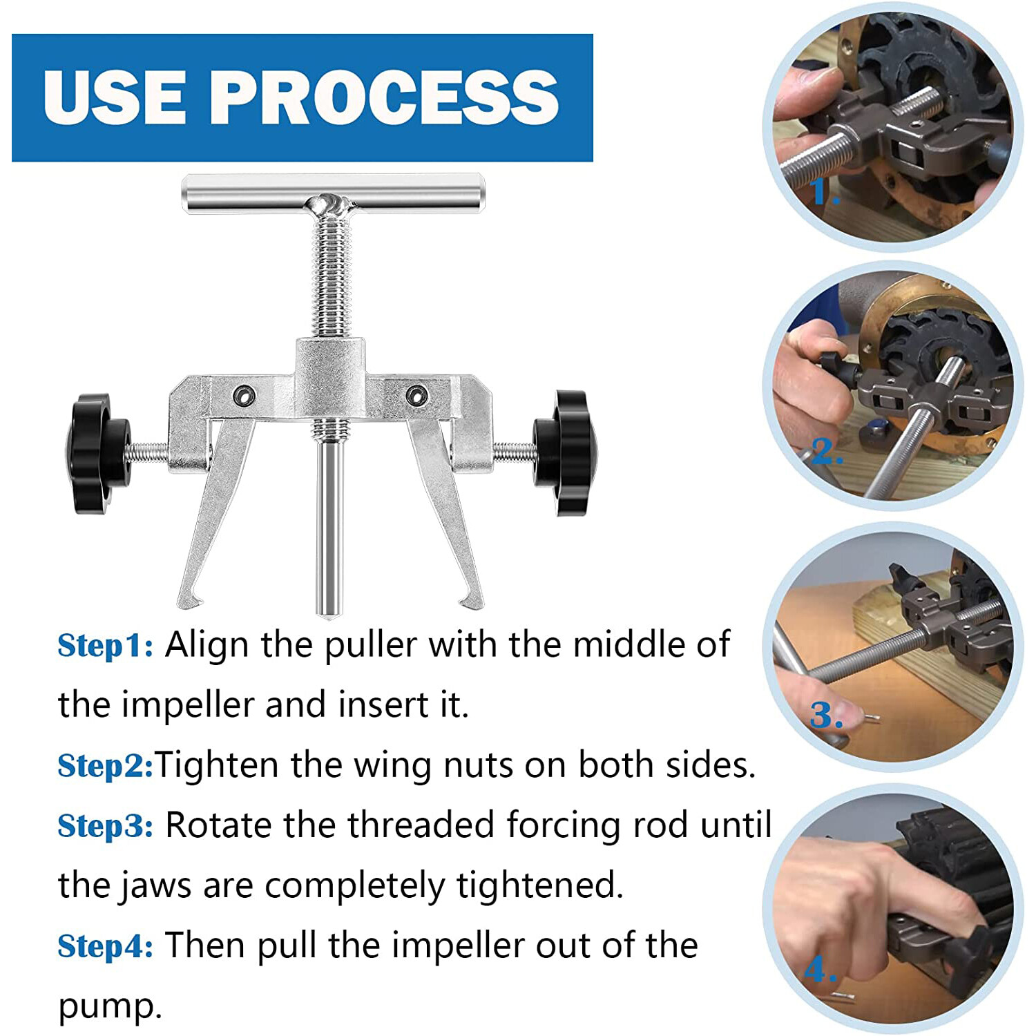 660040-1 Stainless Impeller Puller Removal Fits for impellers 2-1/4″ to 2-9/16″
