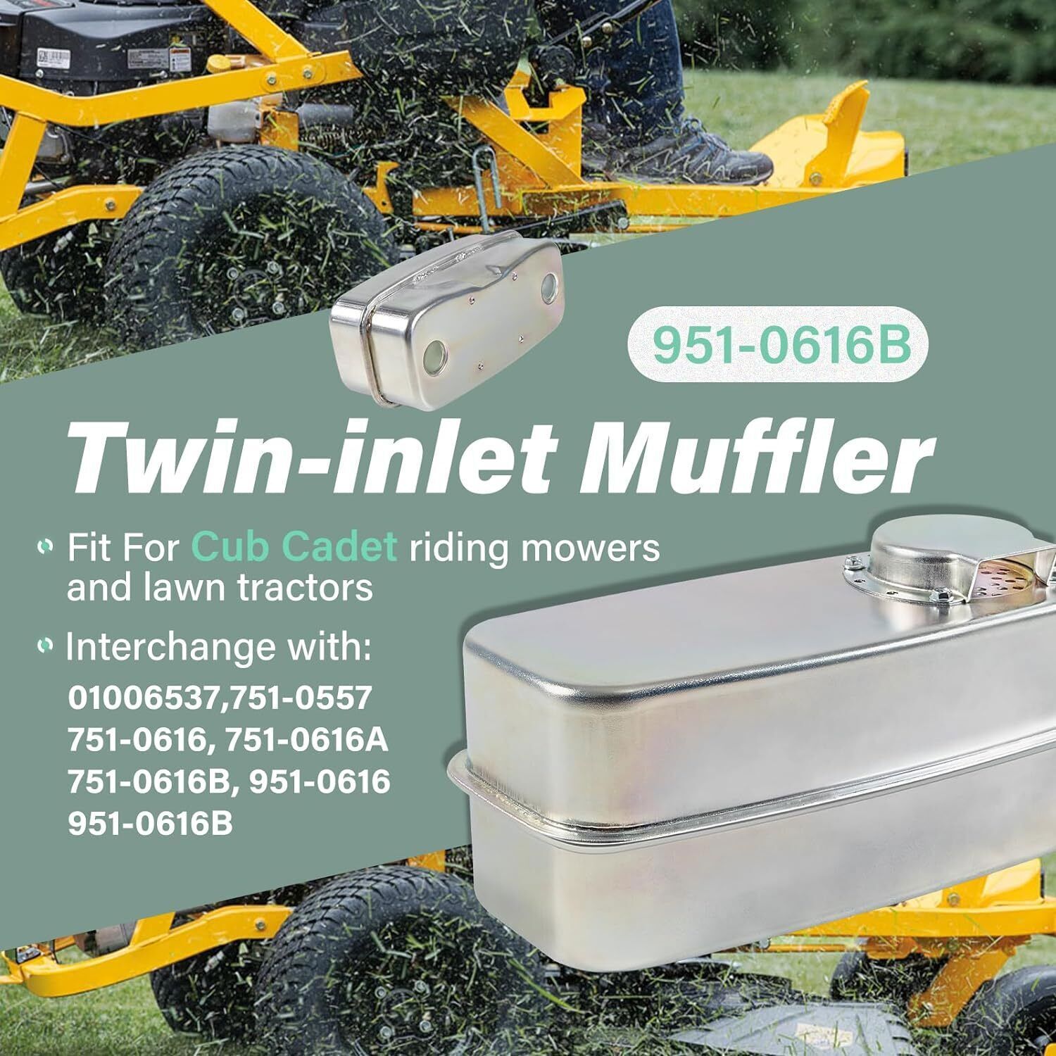 951-0616B Exhaust Muffler Twin Inlet Fits Cub Cadet RZT50 RZT54 RZT50KH LT1018
