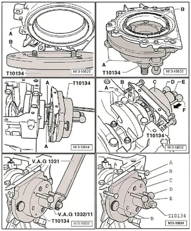 T10134 Crankshaft Rear Seal Flange Remover Installer Tool 4 Cylinder for VW AUDI
