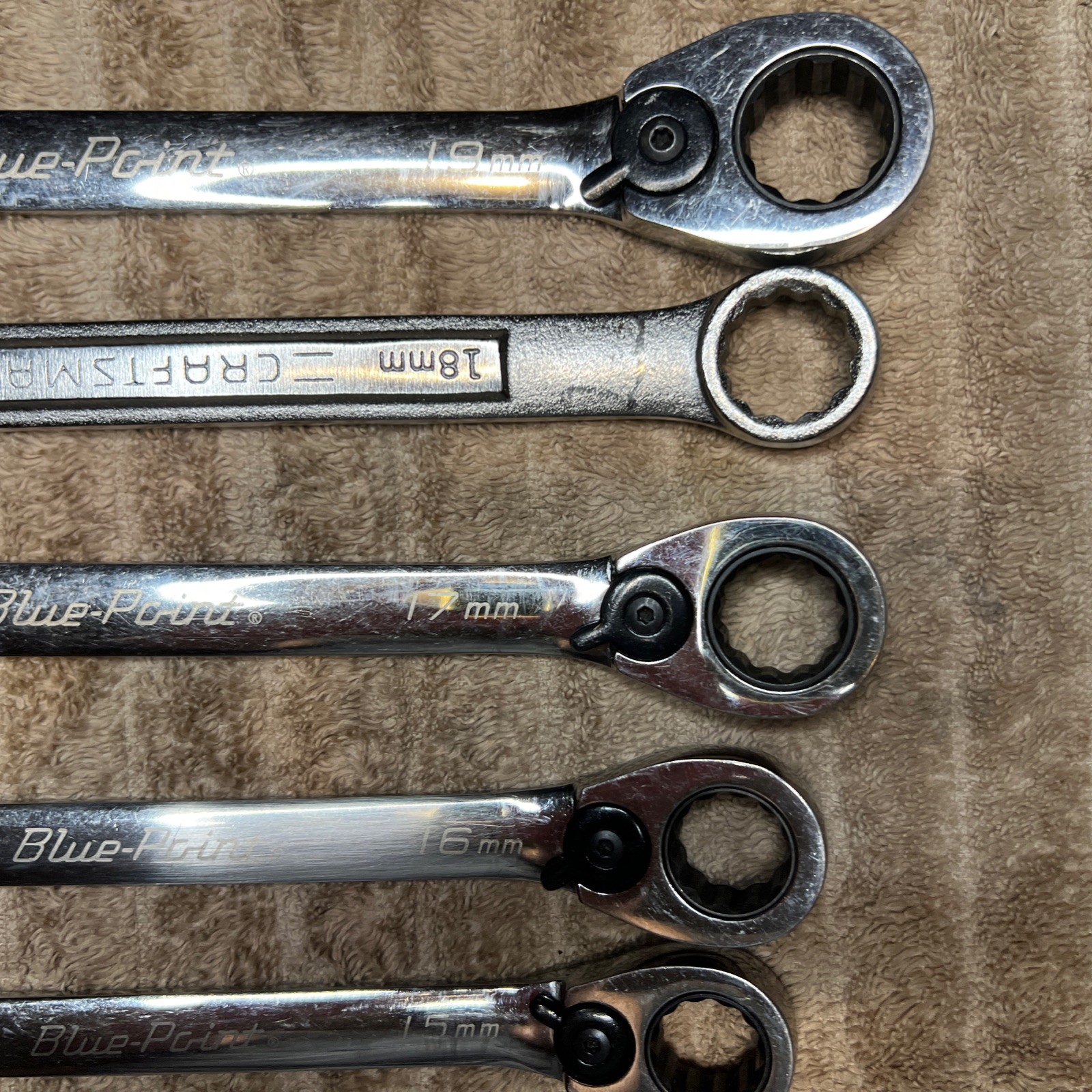 Blue Point BOERM712 11pc Metric Ratcheting Reversible Wrench Set 8-19mm *READ*