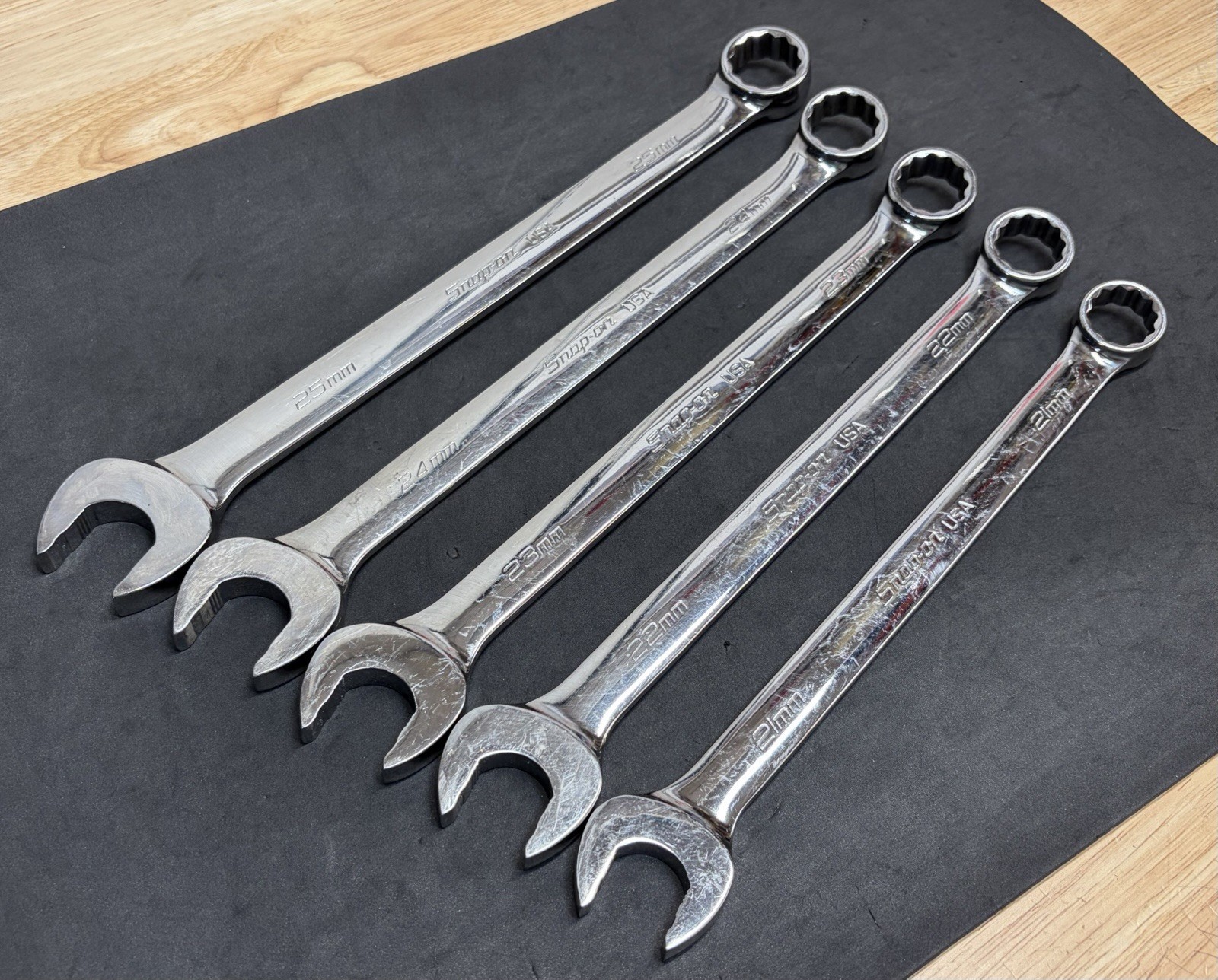 Snap-On Large 5pc Flank Drive Plus Metric Combination Wrenches SOEX Wrench Set