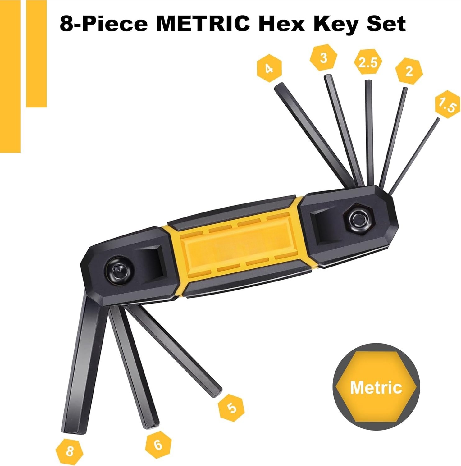 25-Piece Folding Hex Key Set, 3-Piece Portable Hex Key Set,